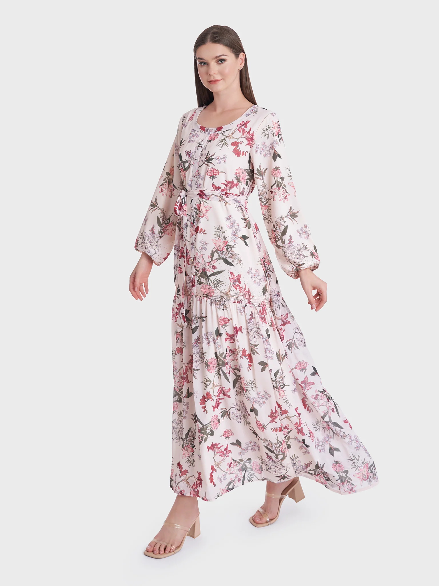 Georgette Floral Print Long Dress (VDP201) - Image 3