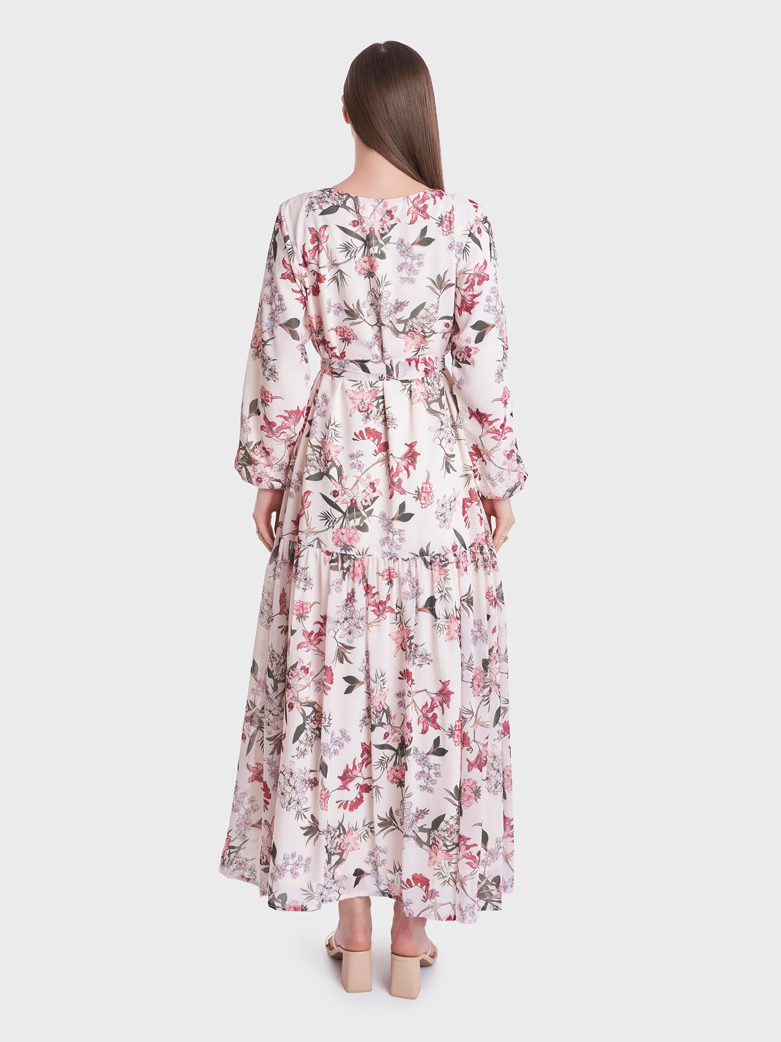 Georgette Floral Print Long Dress (VDP201) - Image 4