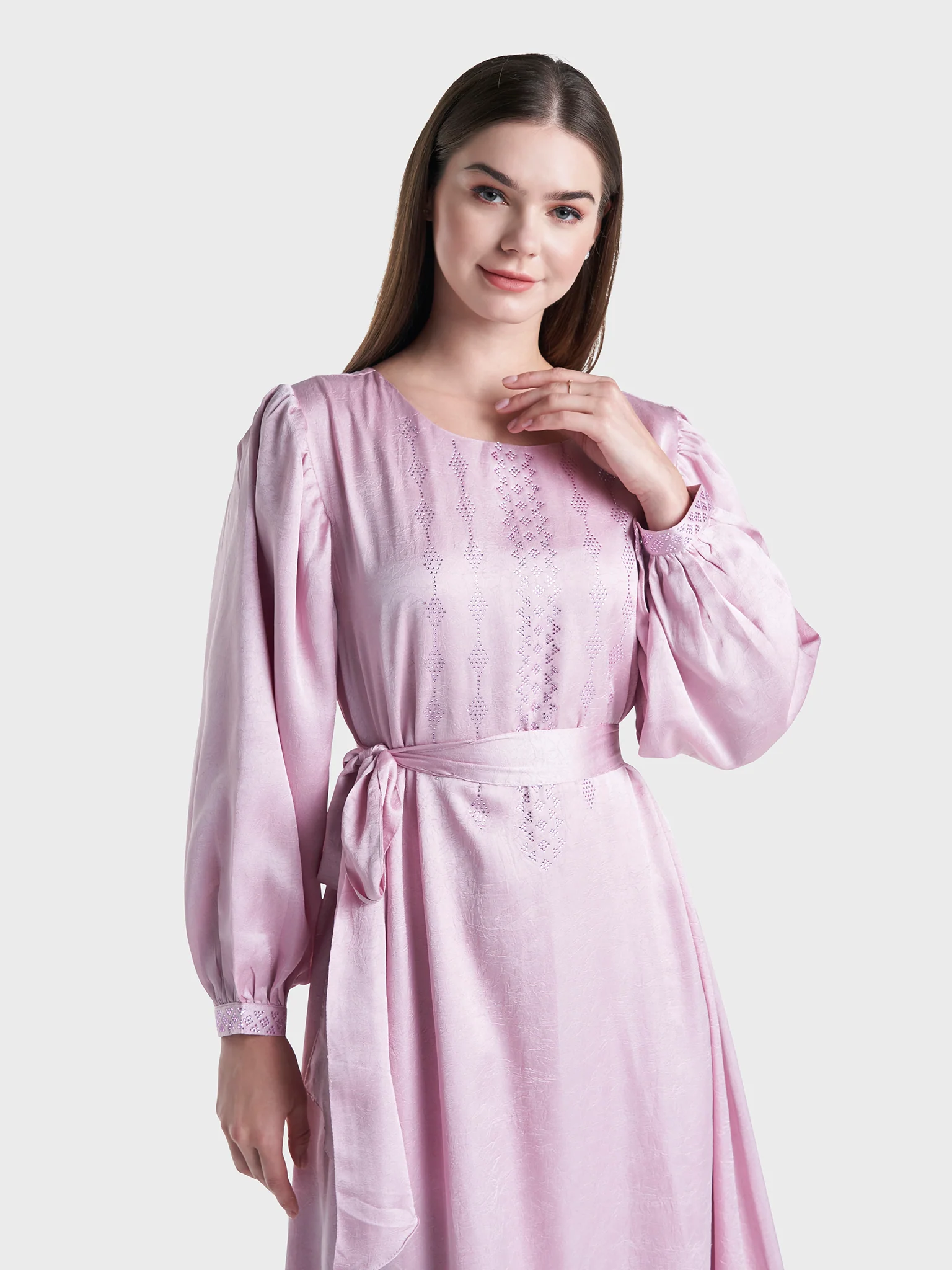 Textured and Shiny Lilac Long Dress (VDP208)