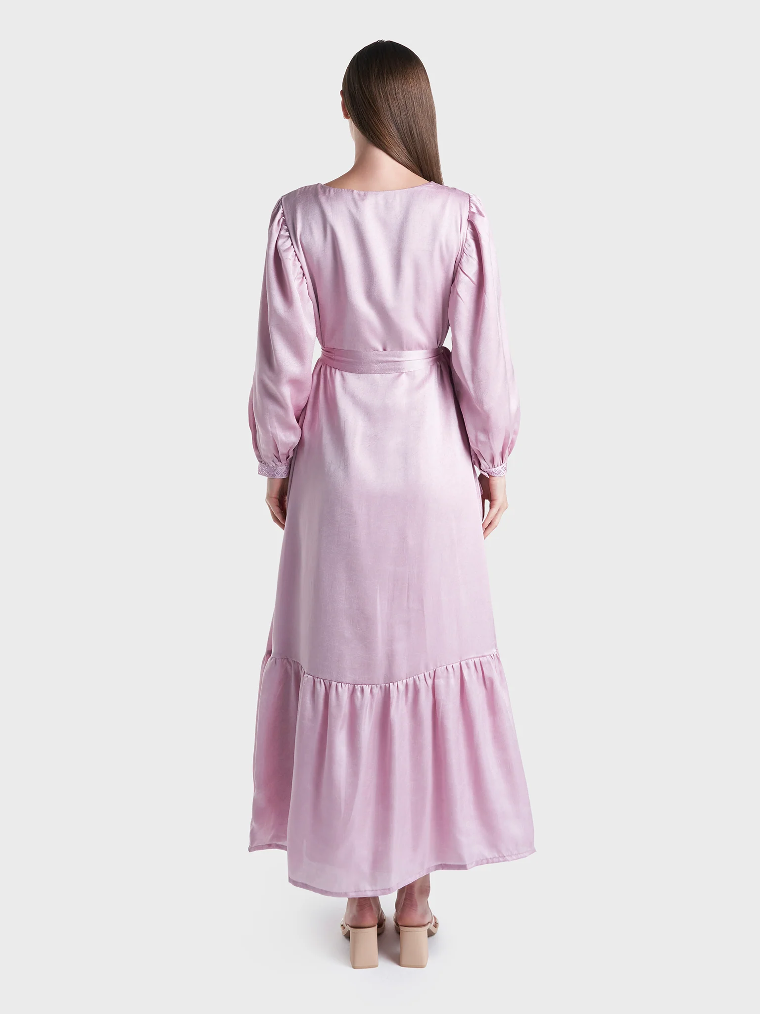 Textured and Shiny Lilac Long Dress (VDP208) - Image 4