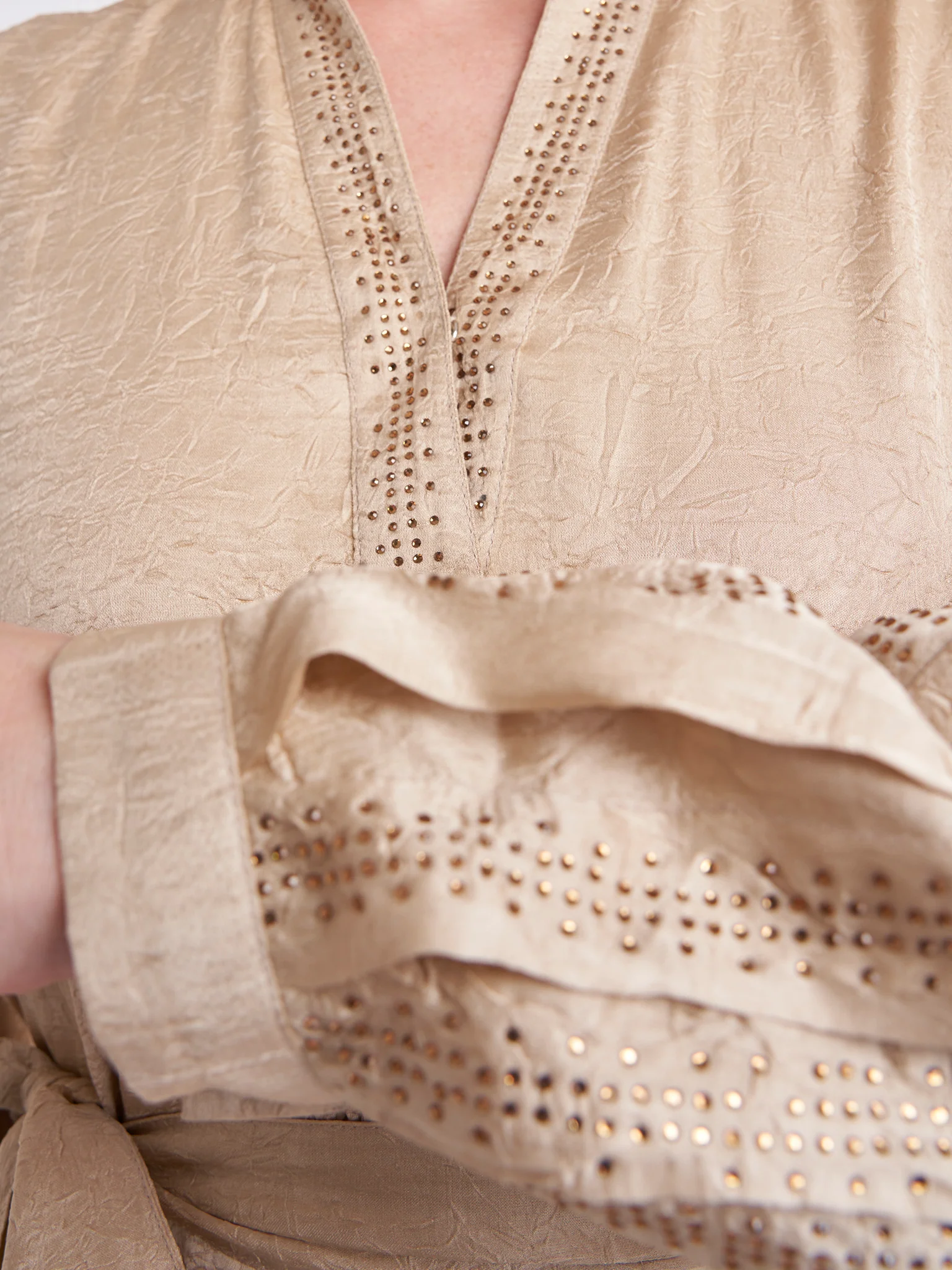 Crushed Texture Pleated Sleeves Dress (VDP224) - Image 5