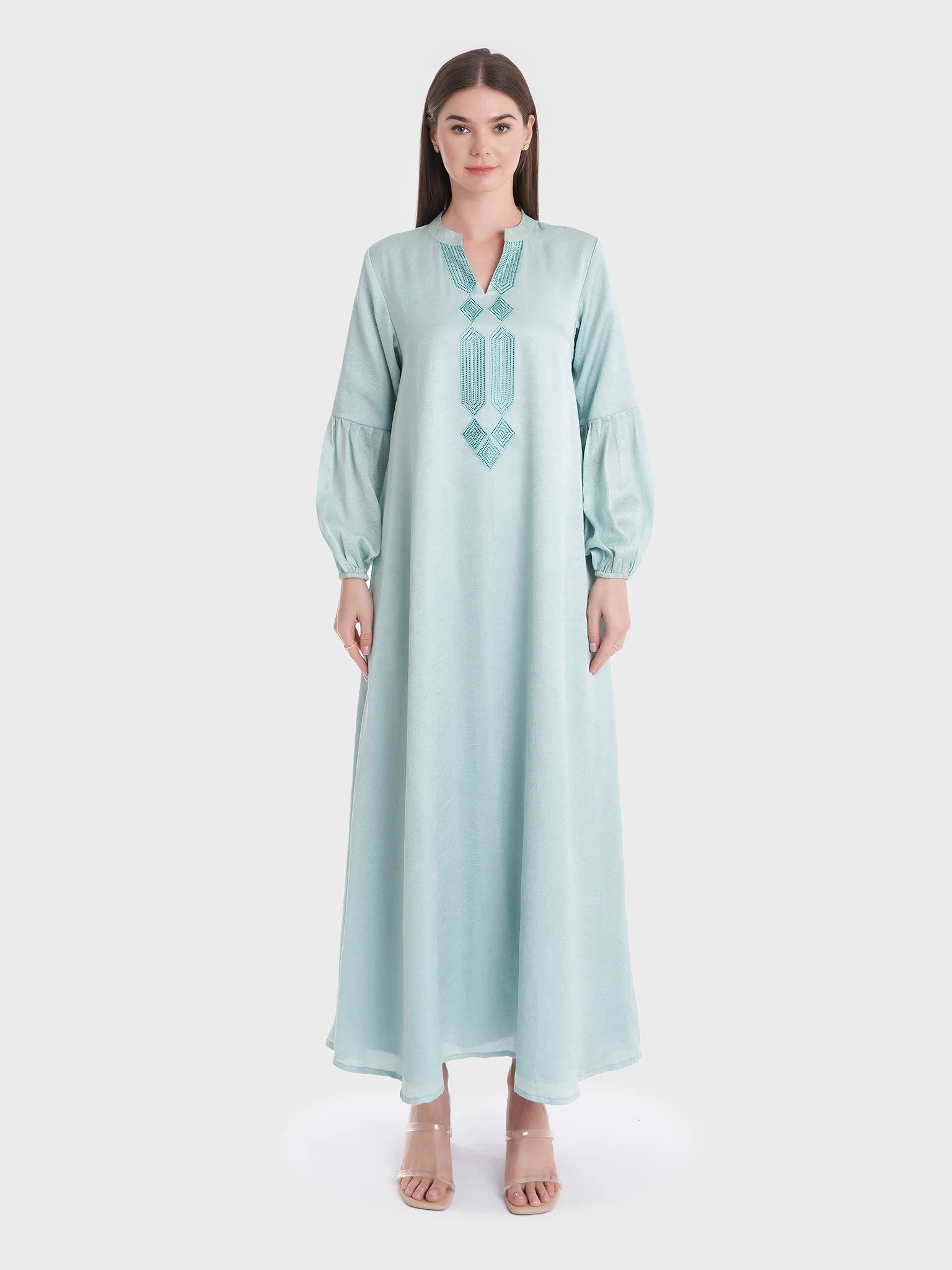 Mint Green Dress with Stonework (VDP230) - Image 2