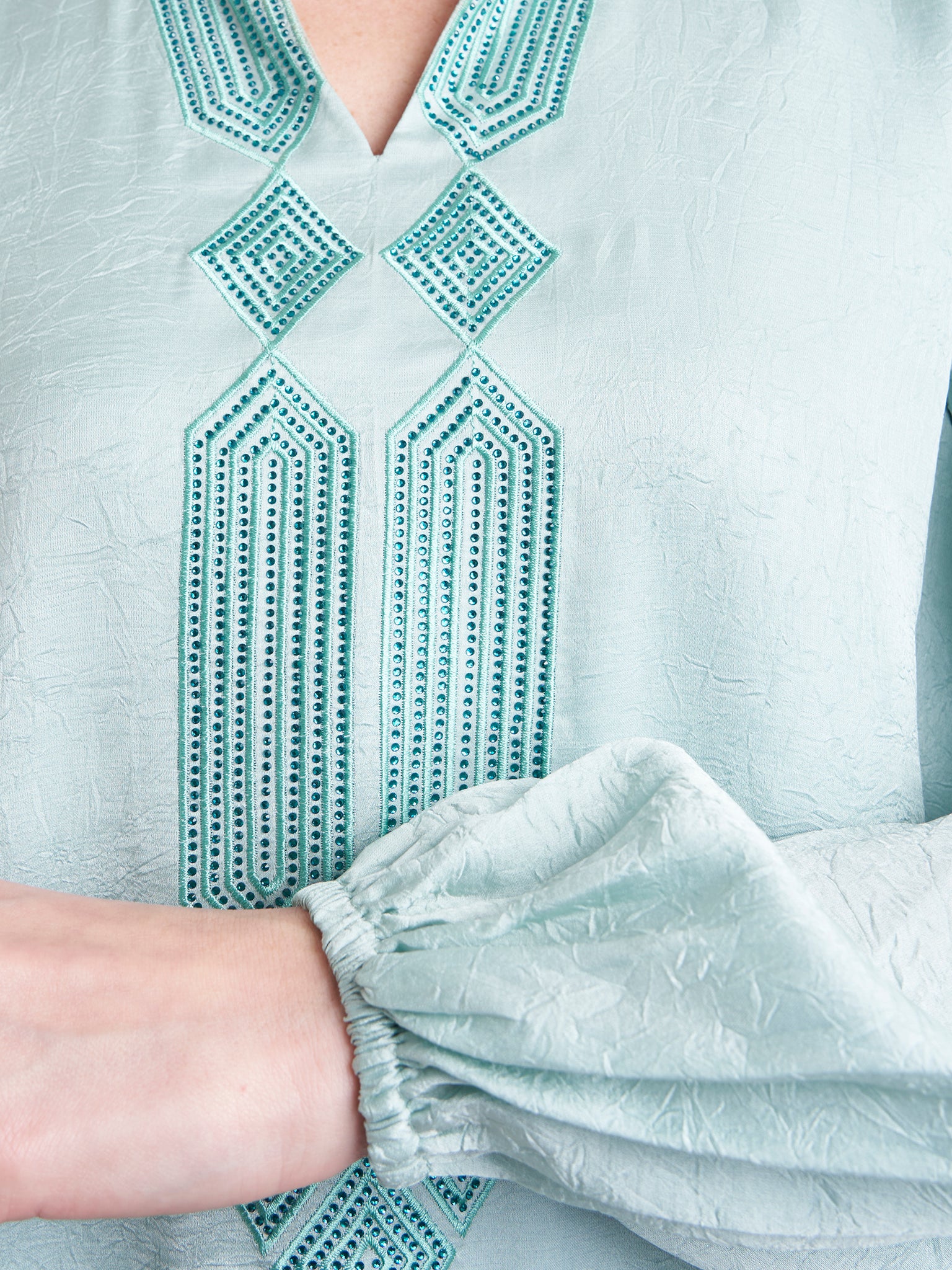 Mint Green Dress with Stonework (VDP230) - Image 5