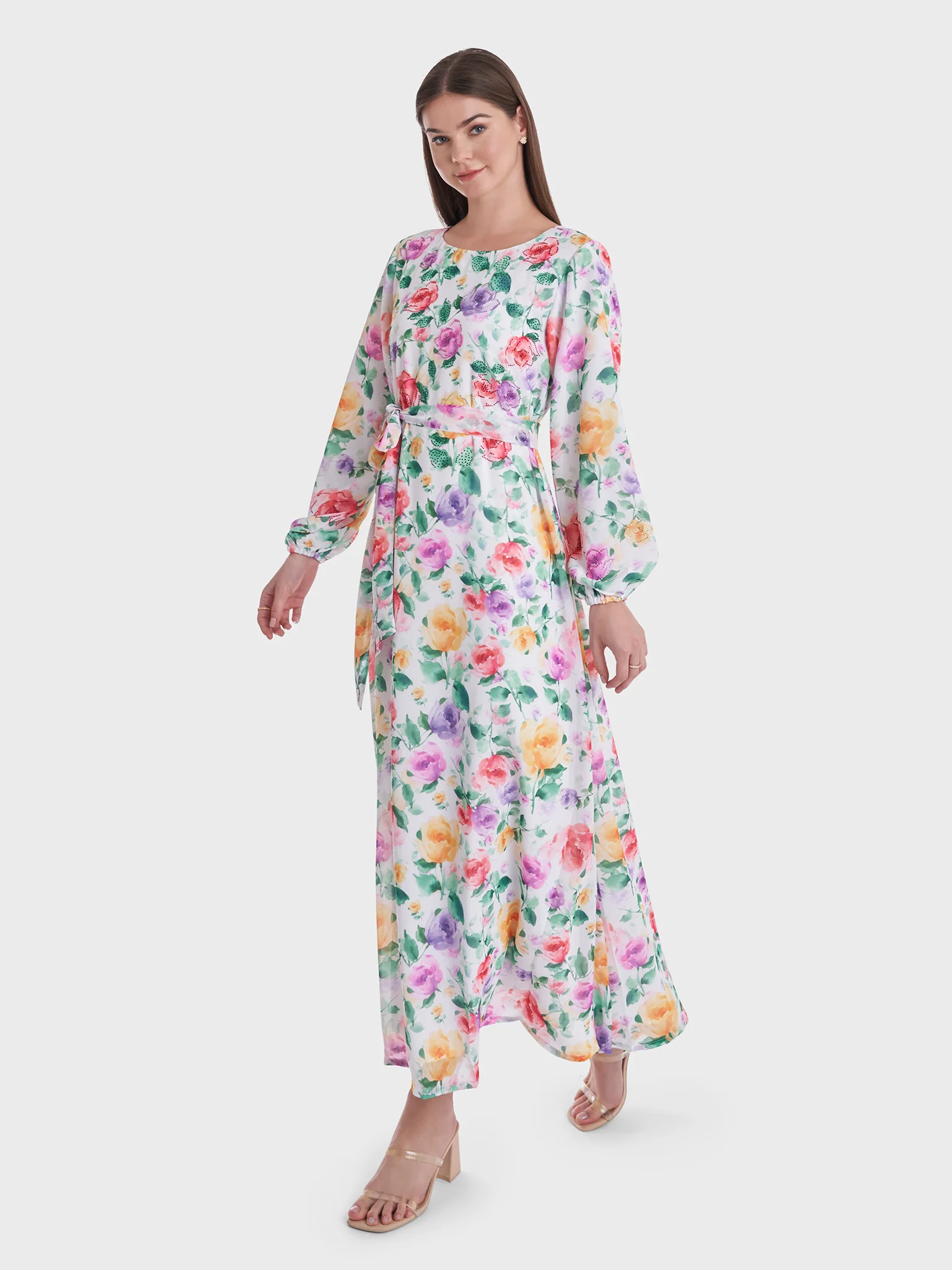 Georgette Floral Digital Print Dress (VNT988) - Image 3