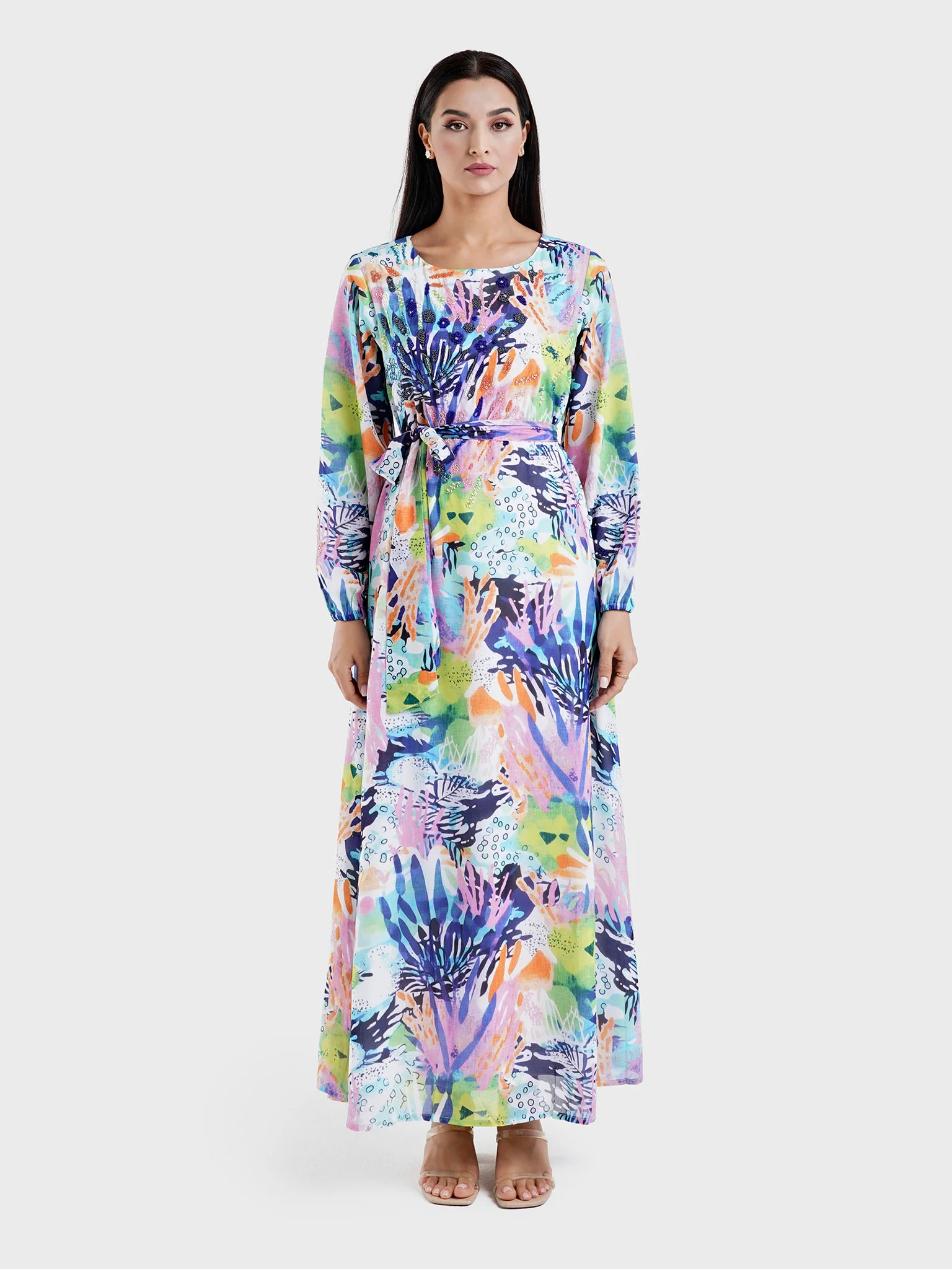 Multicolour Georgette Floral Print Dress (VW215) - Image 2