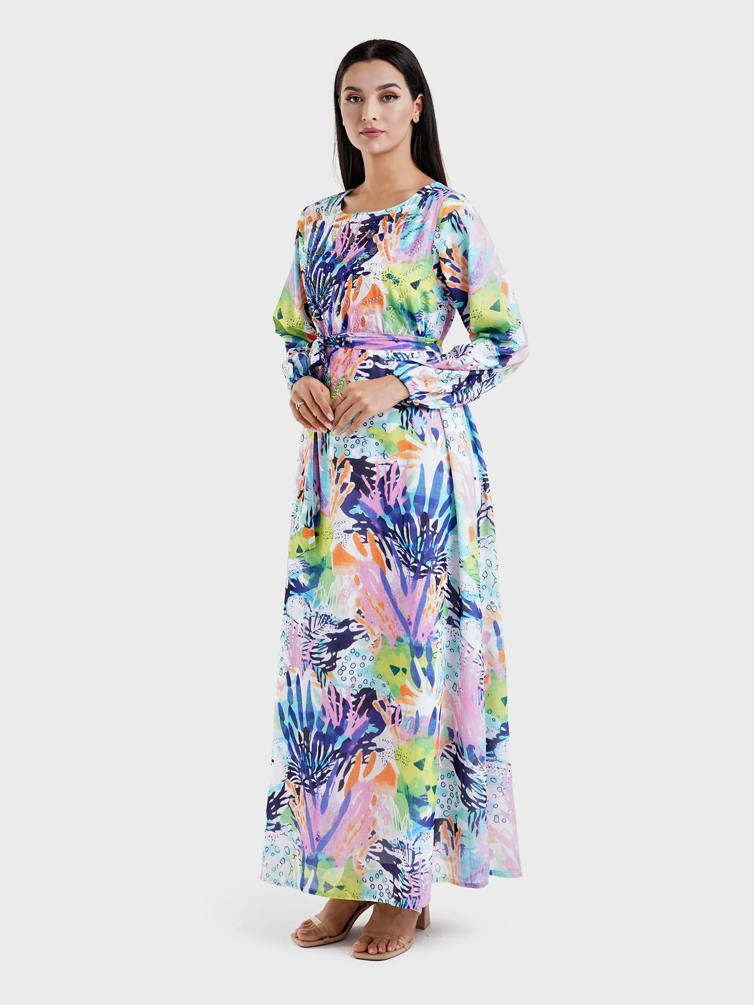 Multicolour Georgette Floral Print Dress (VW215) - Image 3