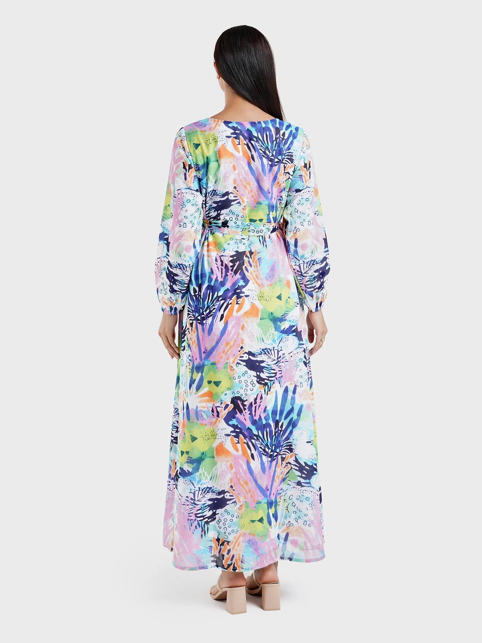 Multicolour Georgette Floral Print Dress (VW215) - Image 4
