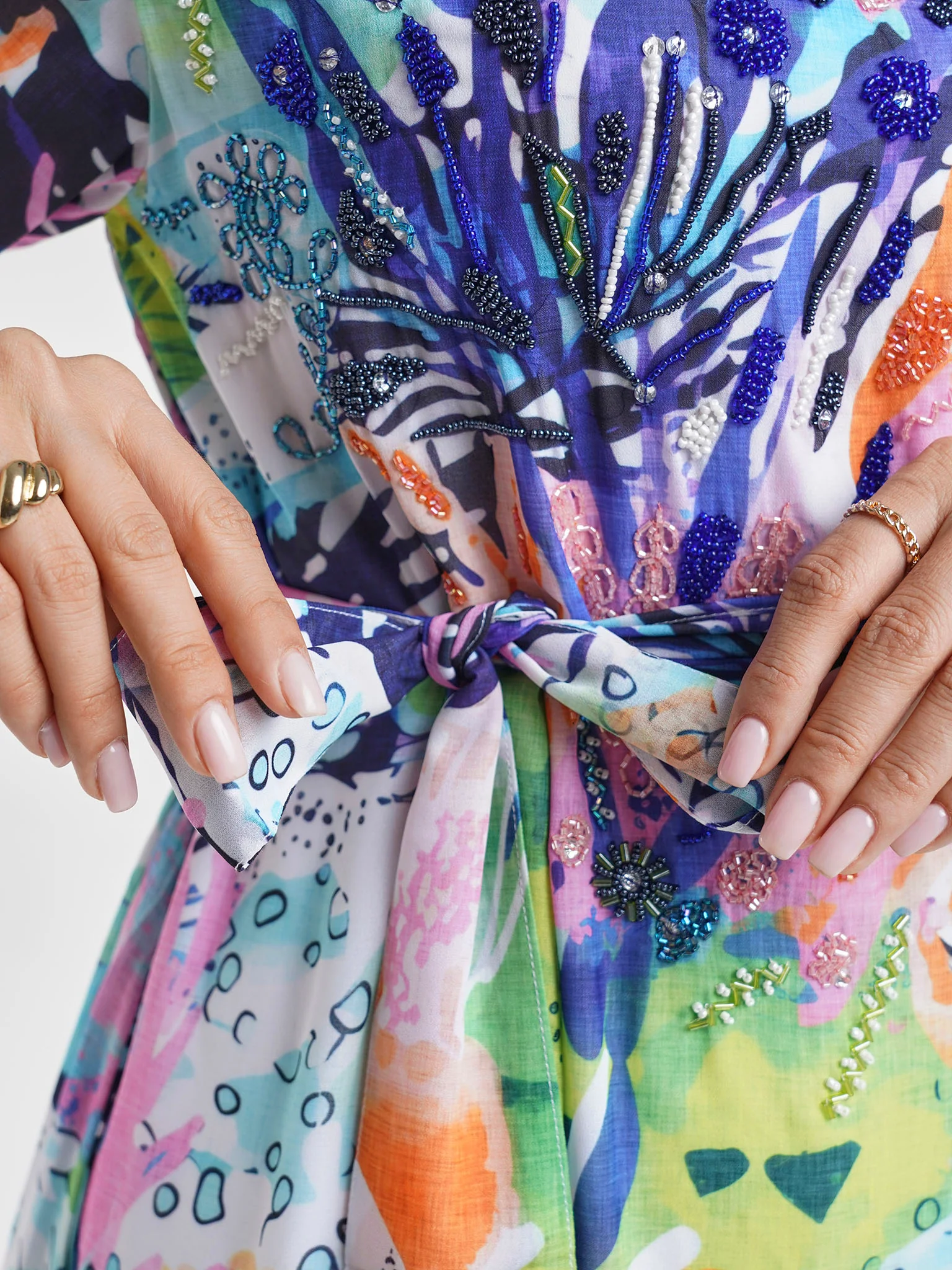 Multicolour Georgette Floral Print Dress (VW215) - Image 6