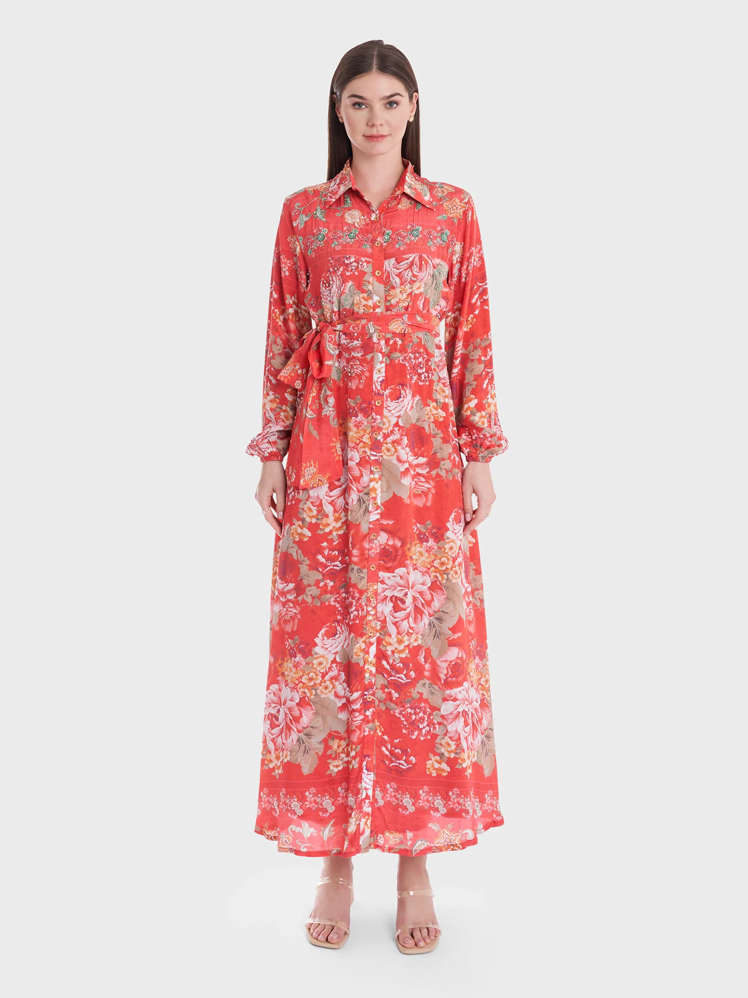 Shirt Style Modest Dress with Collar (KL031) - Image 2