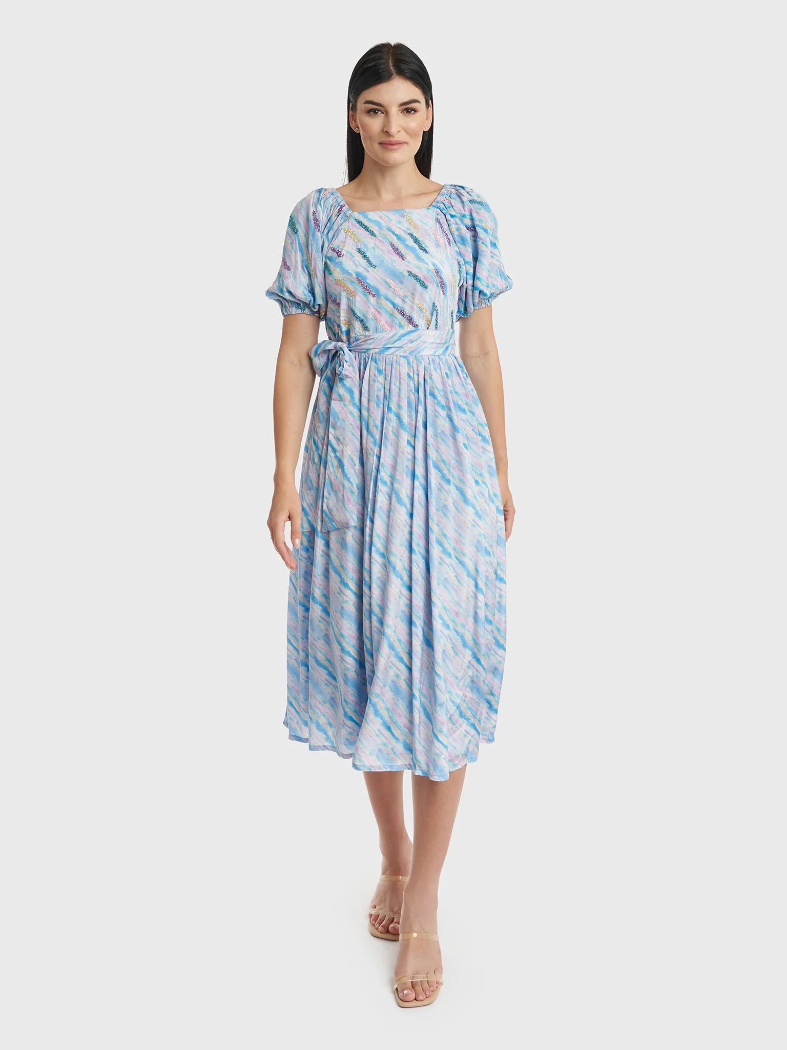 Watercolor Elastic Shoulder Dress (VNT259) - Image 2