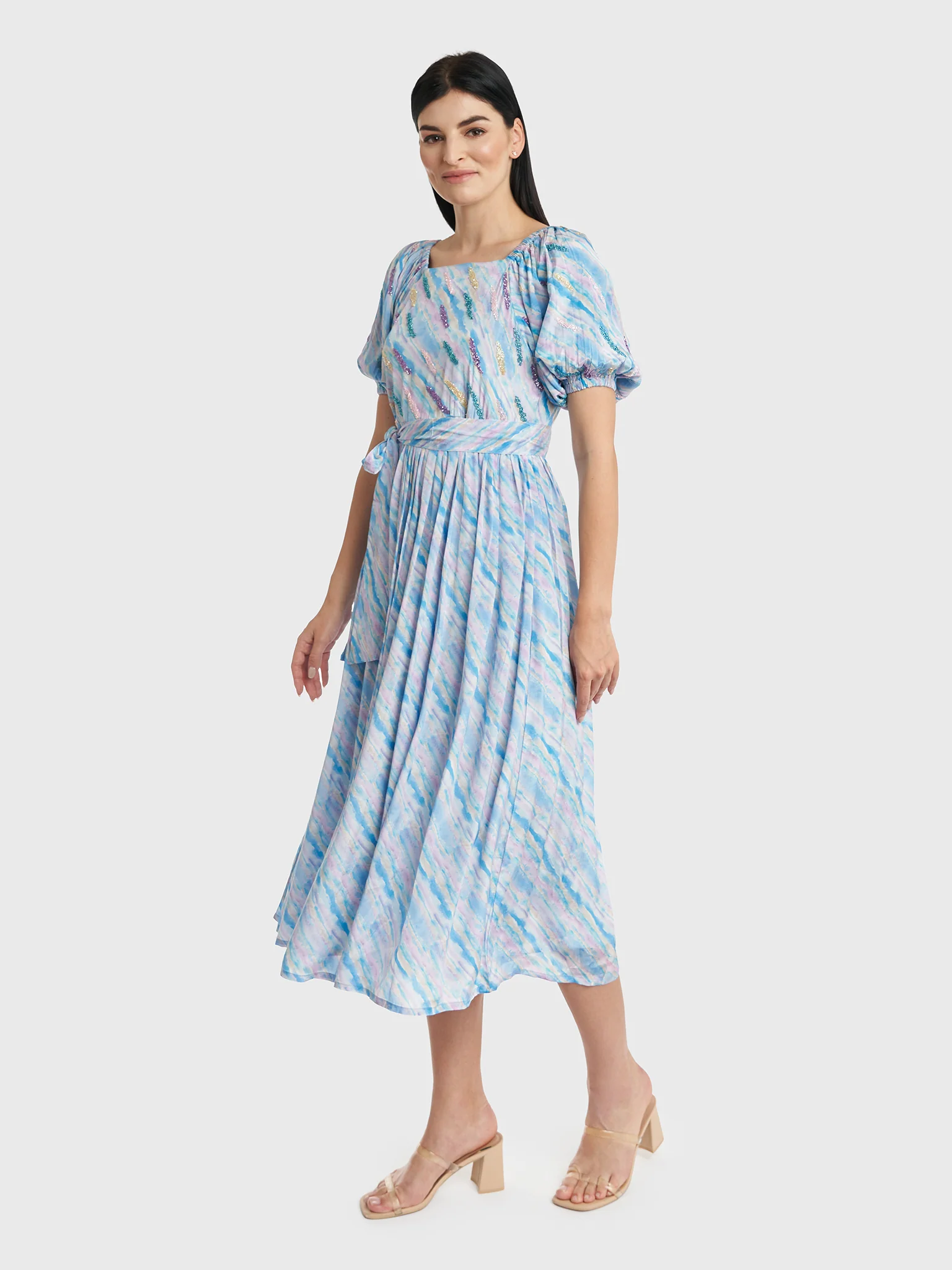 Watercolor Elastic Shoulder Dress (VNT259) - Image 3