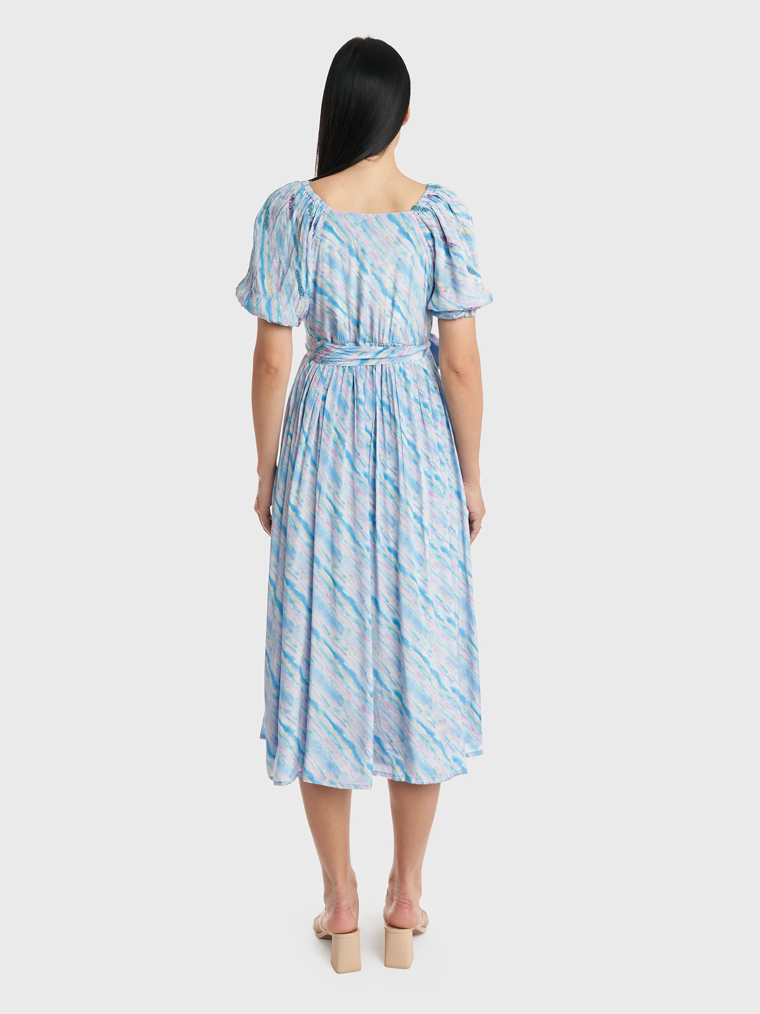 Watercolor Elastic Shoulder Dress (VNT259) - Image 4