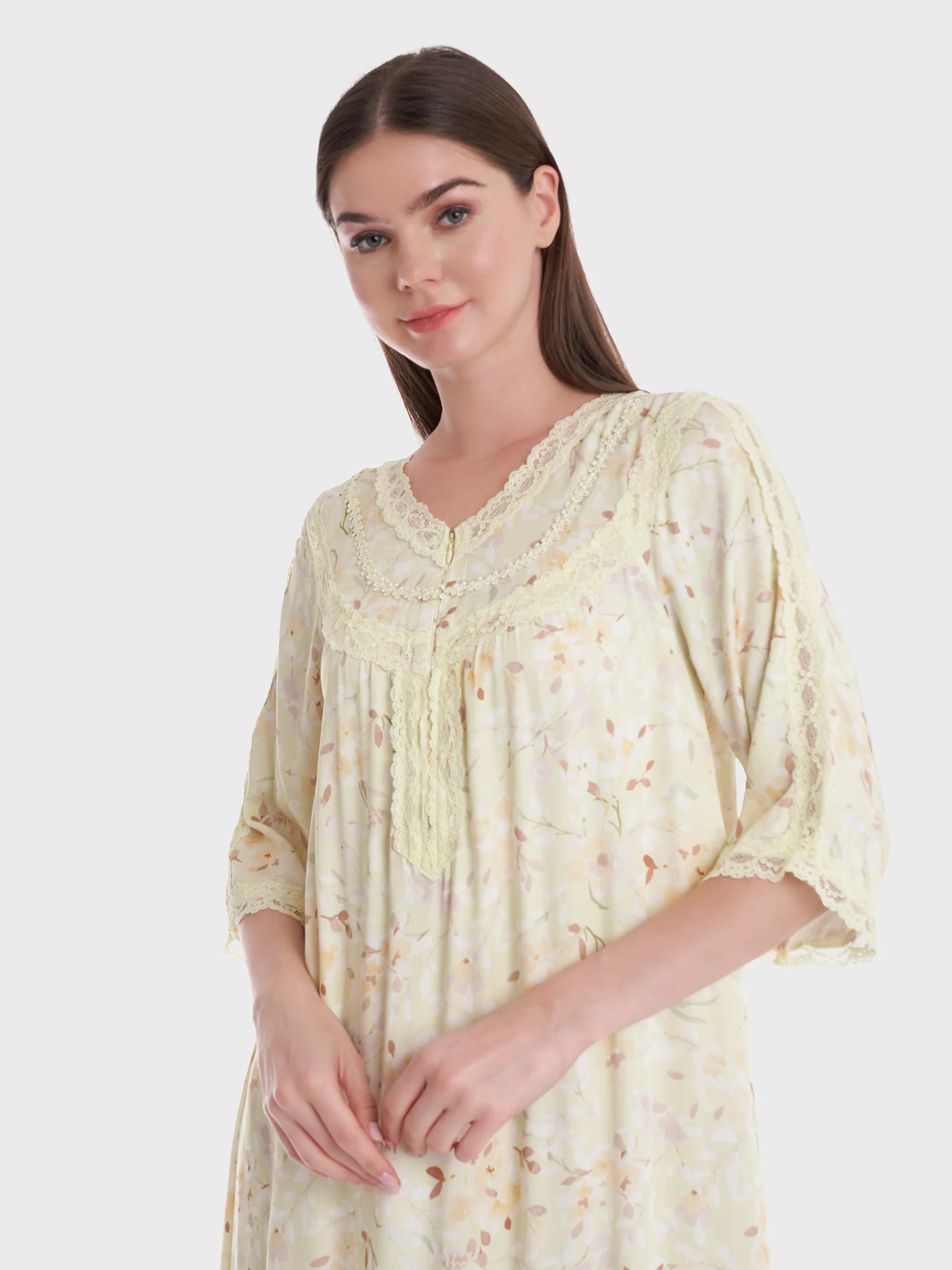 Floral Print Long Nigtwear Dress (CNH425)