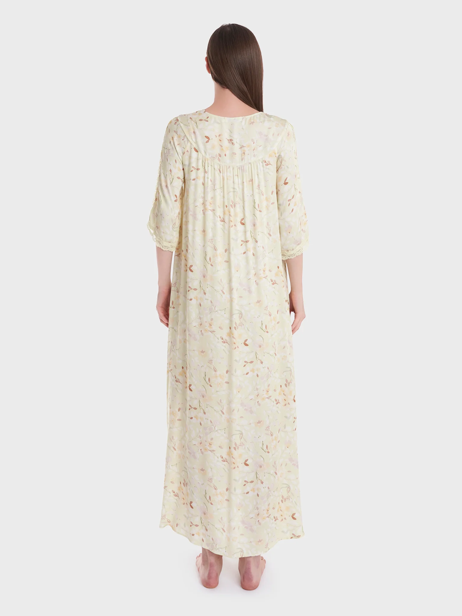 Floral Print Long Nigtwear Dress (CNH425) - Image 4