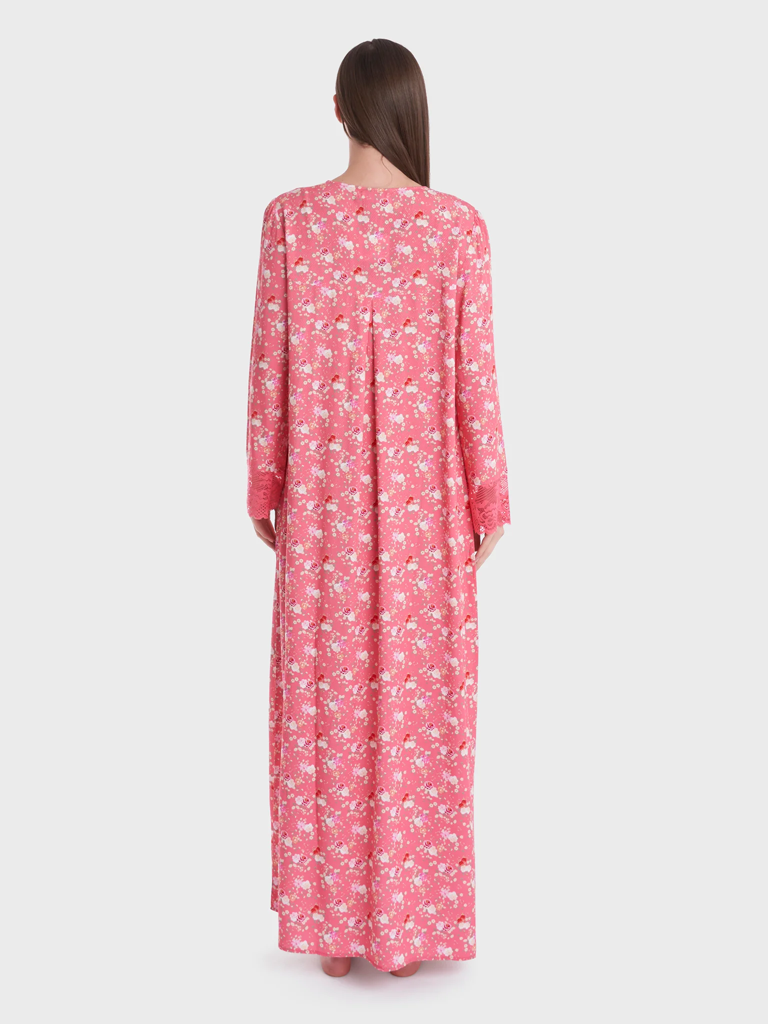 Floral Printed Dress with Lace Details (CNH425A) - Image 4