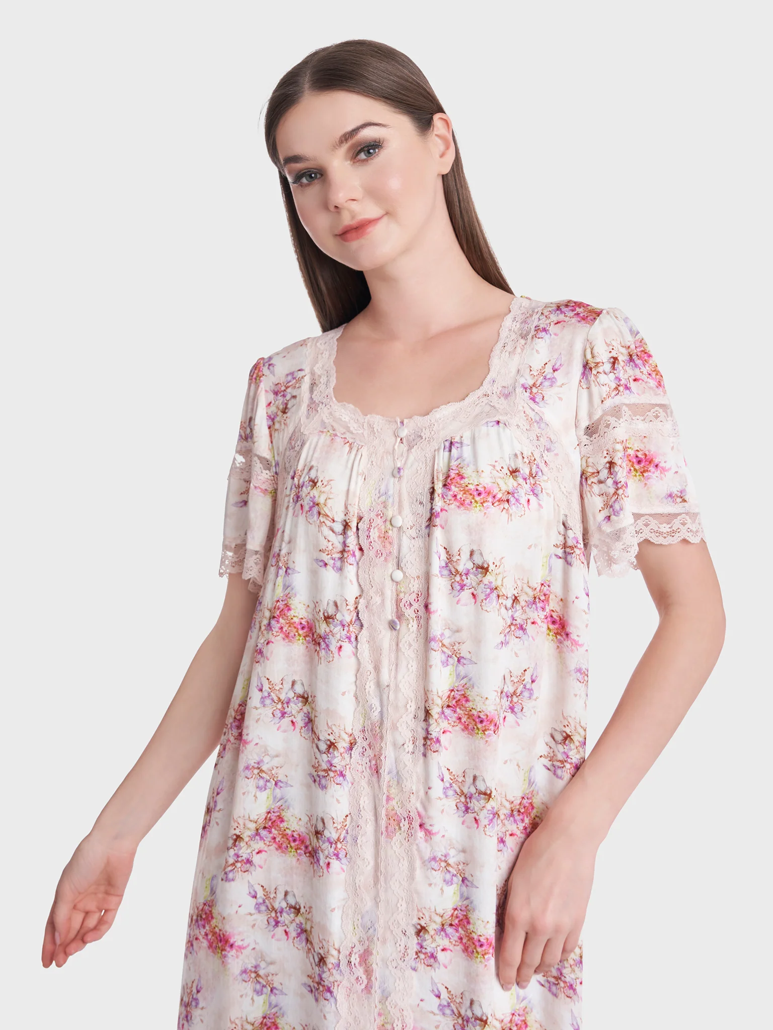 Floral Print Mini Nightwear Dress (CNH312)