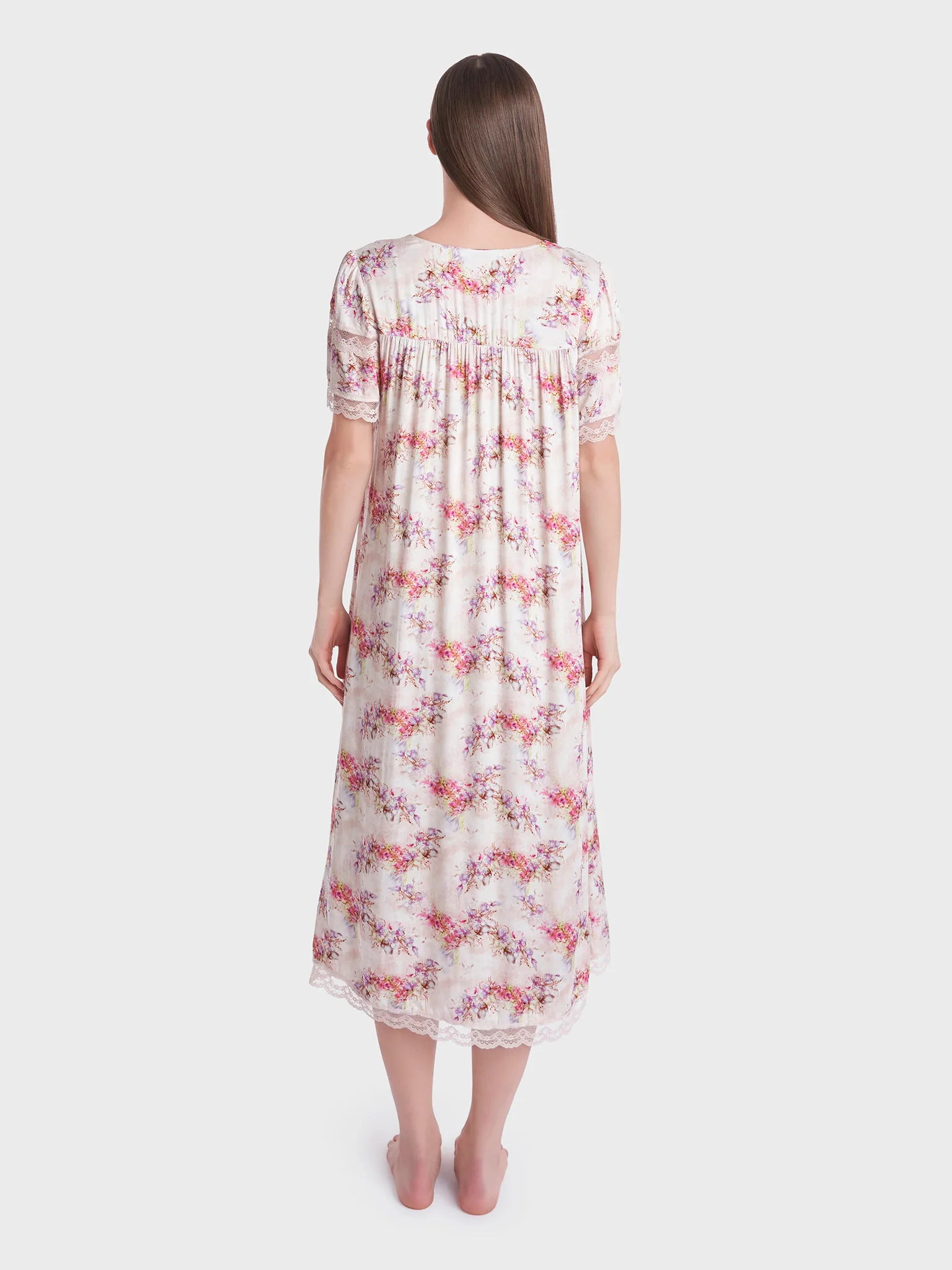 Floral Print Mini Nightwear Dress (CNH312) - Image 4