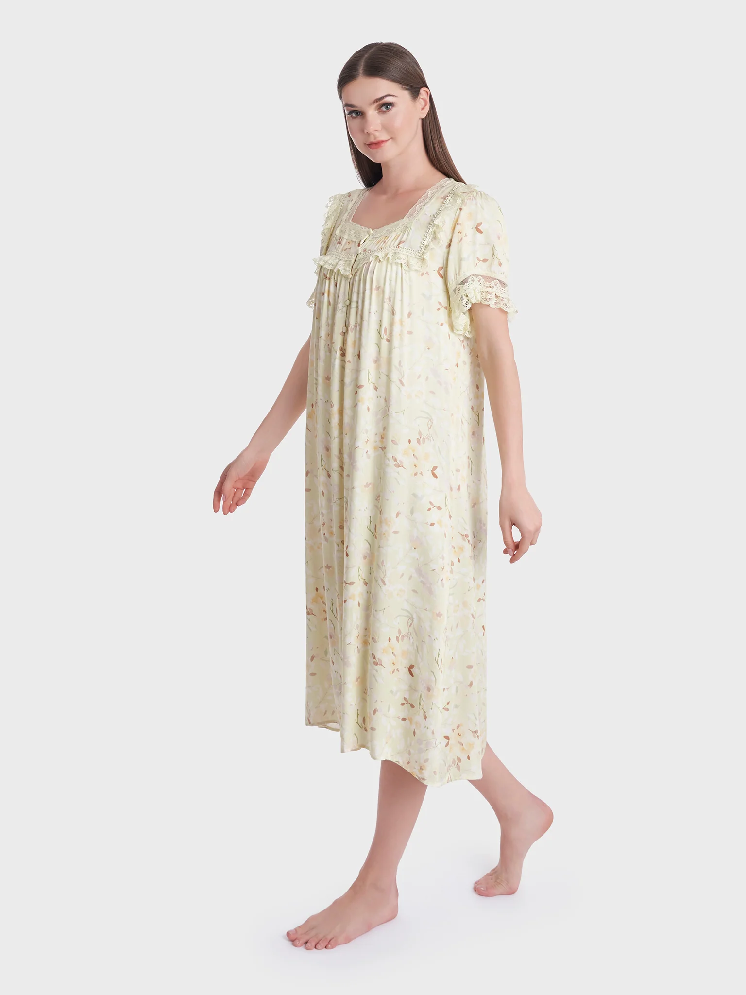 Viscose Flower Print Mini Nightwear Dress (CNH337) - Image 3