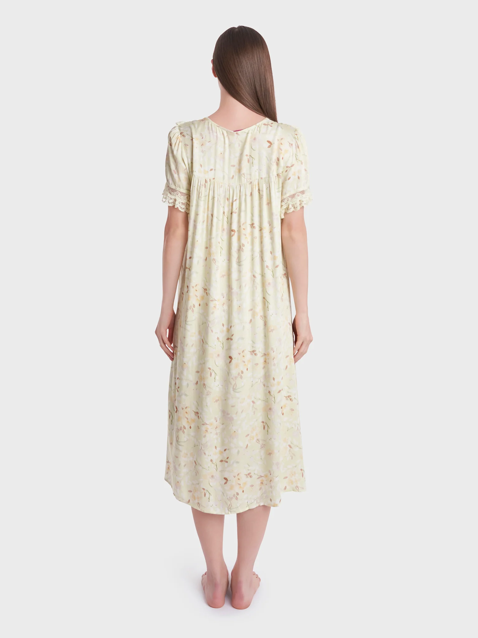 Viscose Flower Print Mini Nightwear Dress (CNH337) - Image 4