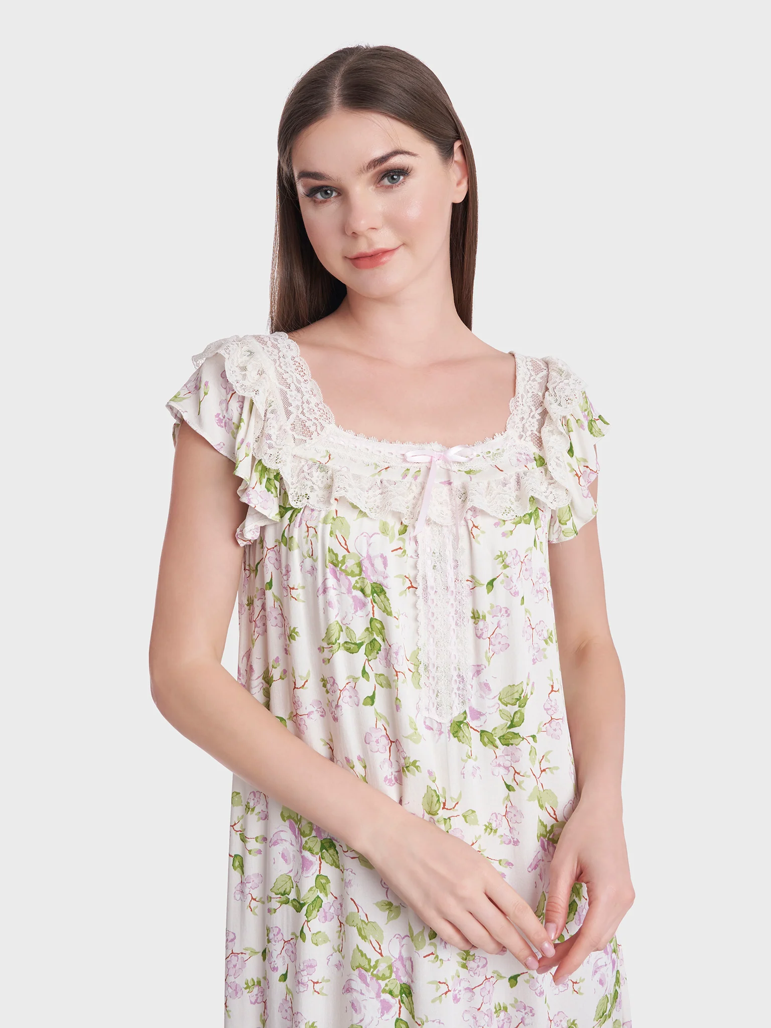 Floral Print Viscose Mini Nightwear Dress (CNH356)