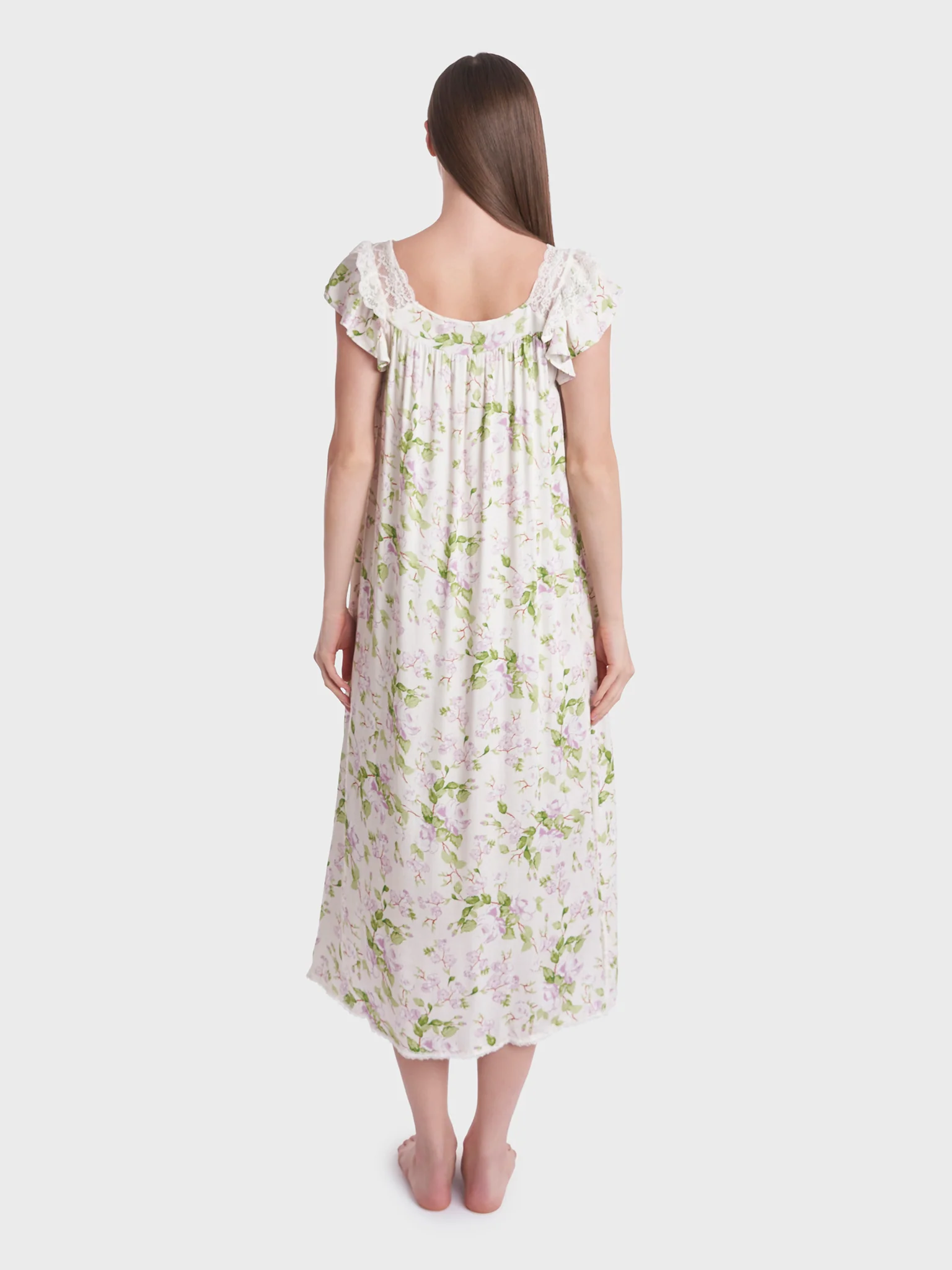 Floral Print Viscose Mini Nightwear Dress (CNH356) - Image 4