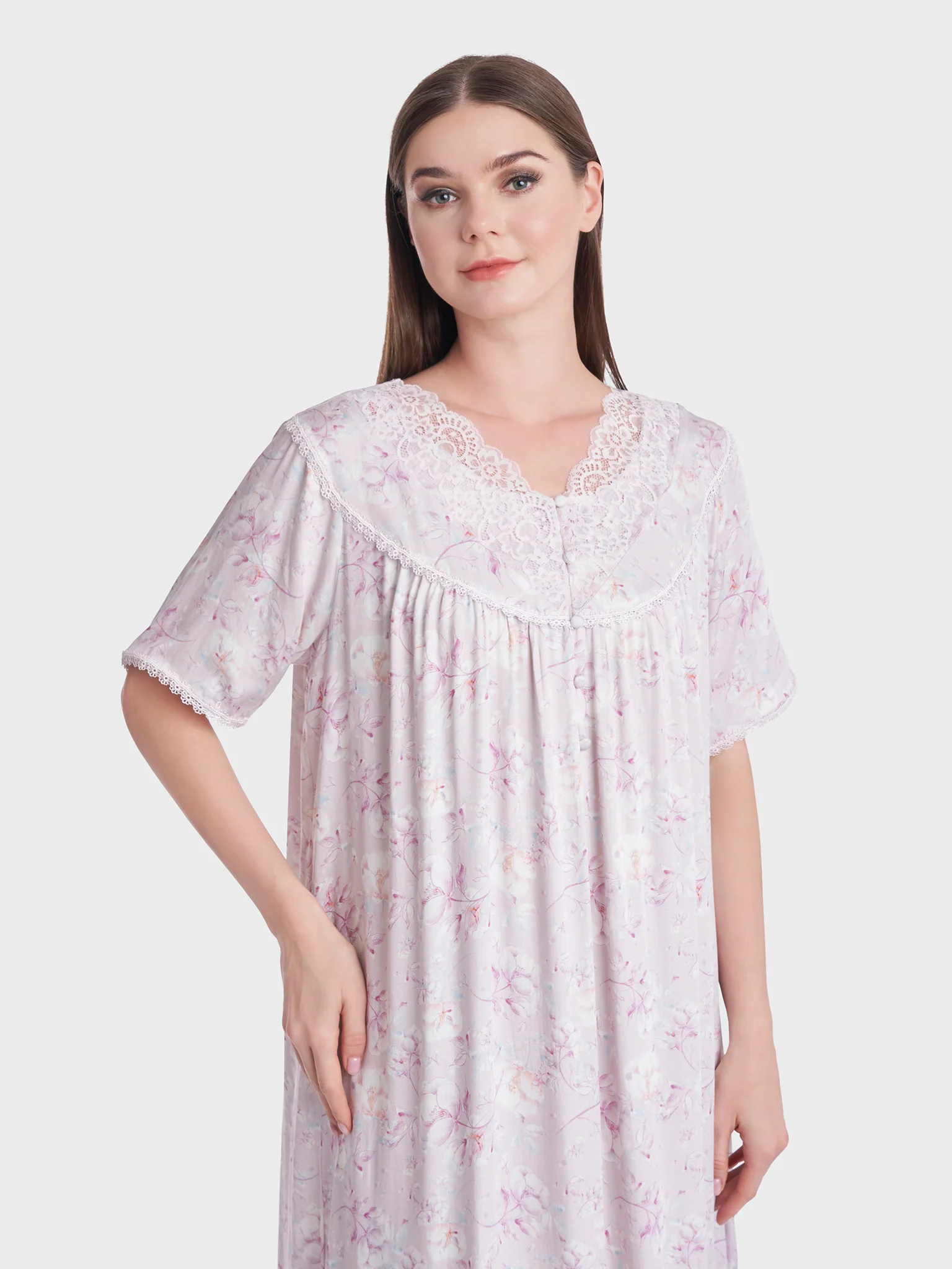 Fantacy Flower Print Mini Nightwear Dress (CNH398)