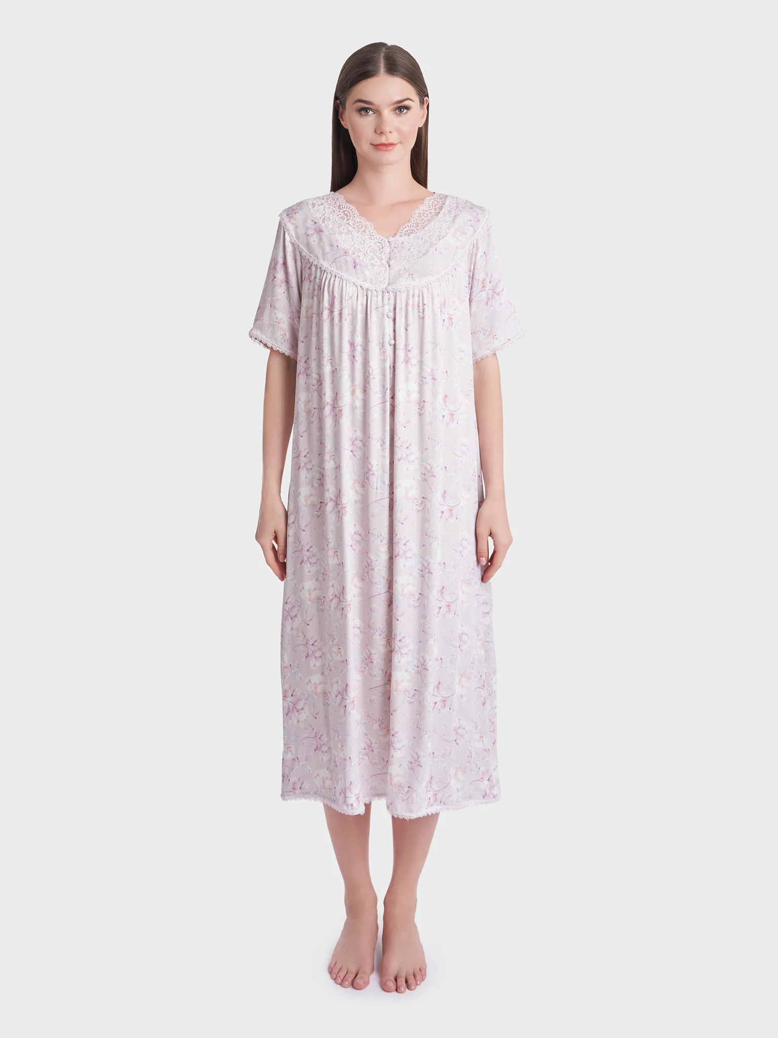 Fantacy Flower Print Mini Nightwear Dress (CNH398) - Image 2