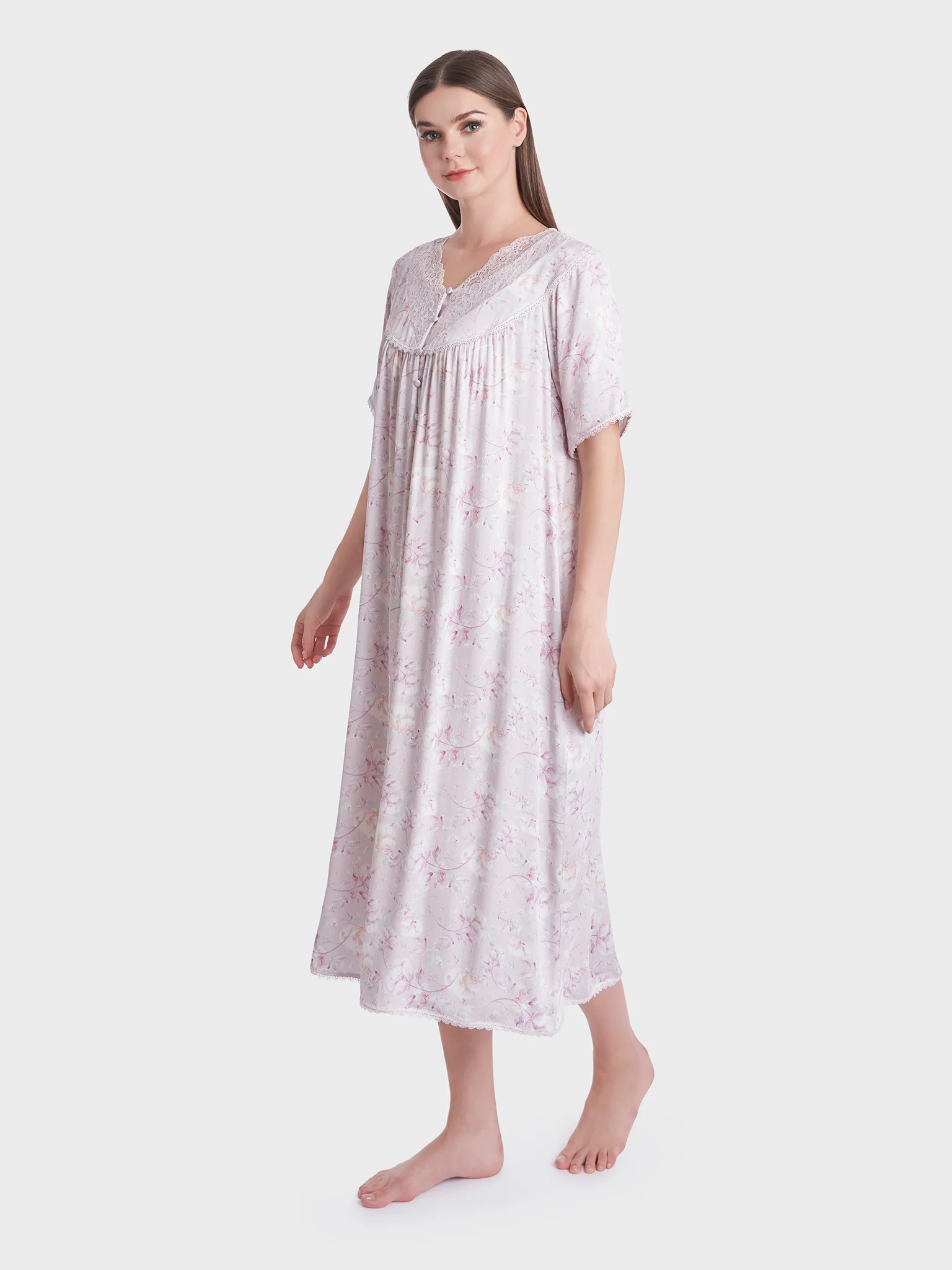 Fantacy Flower Print Mini Nightwear Dress (CNH398) - Image 3