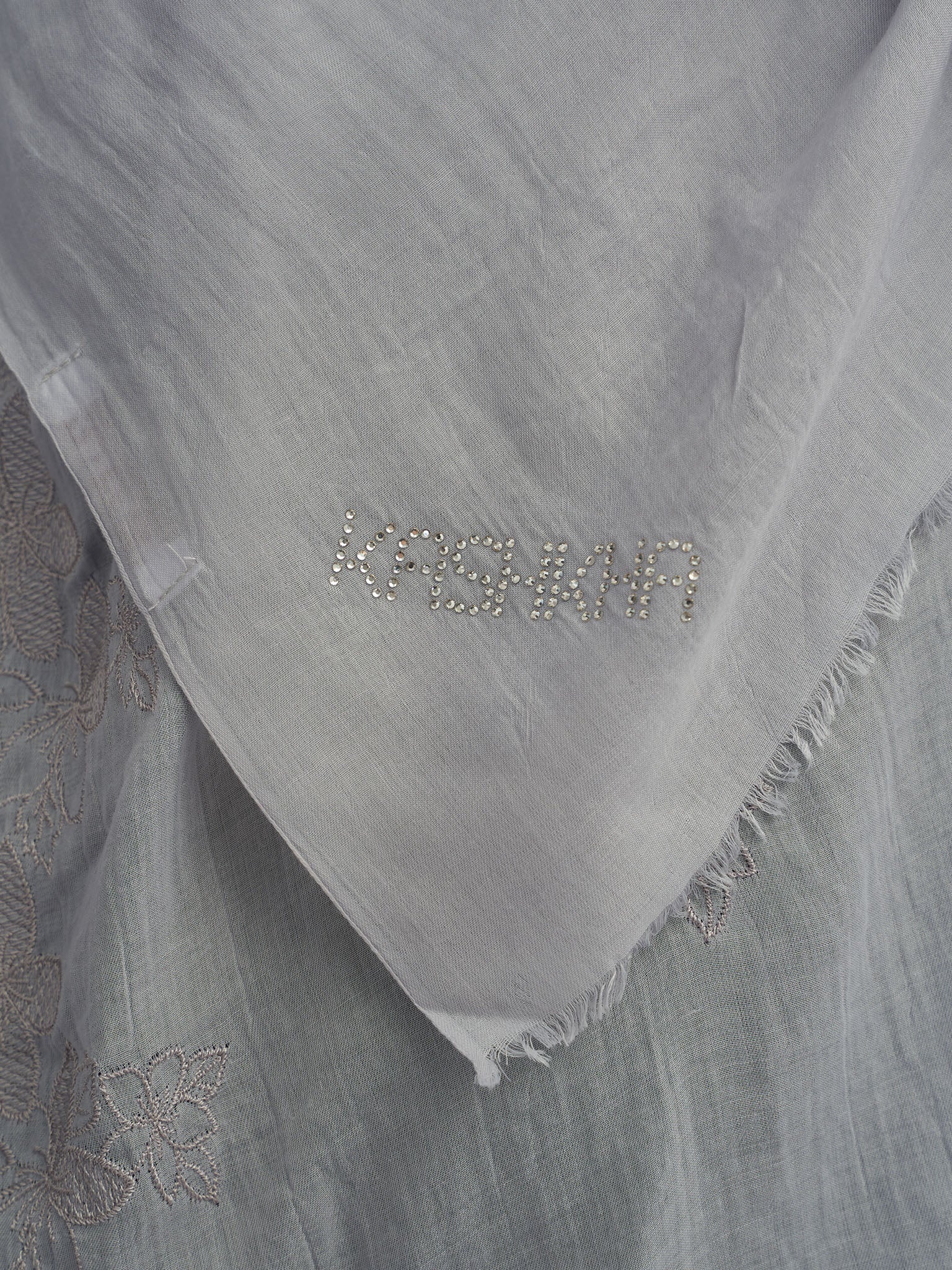 Cotton Viscose Solid Colour Hijab with Embroidered Flower (HYM101) - Image 18