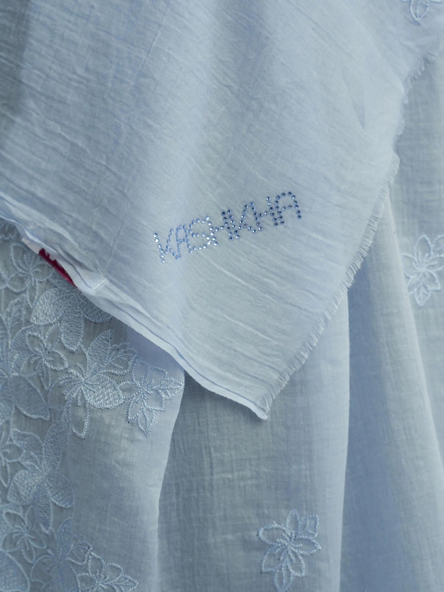 Cotton Viscose Solid Colour Hijab with Embroidered Flower (HYM101) - Image 21