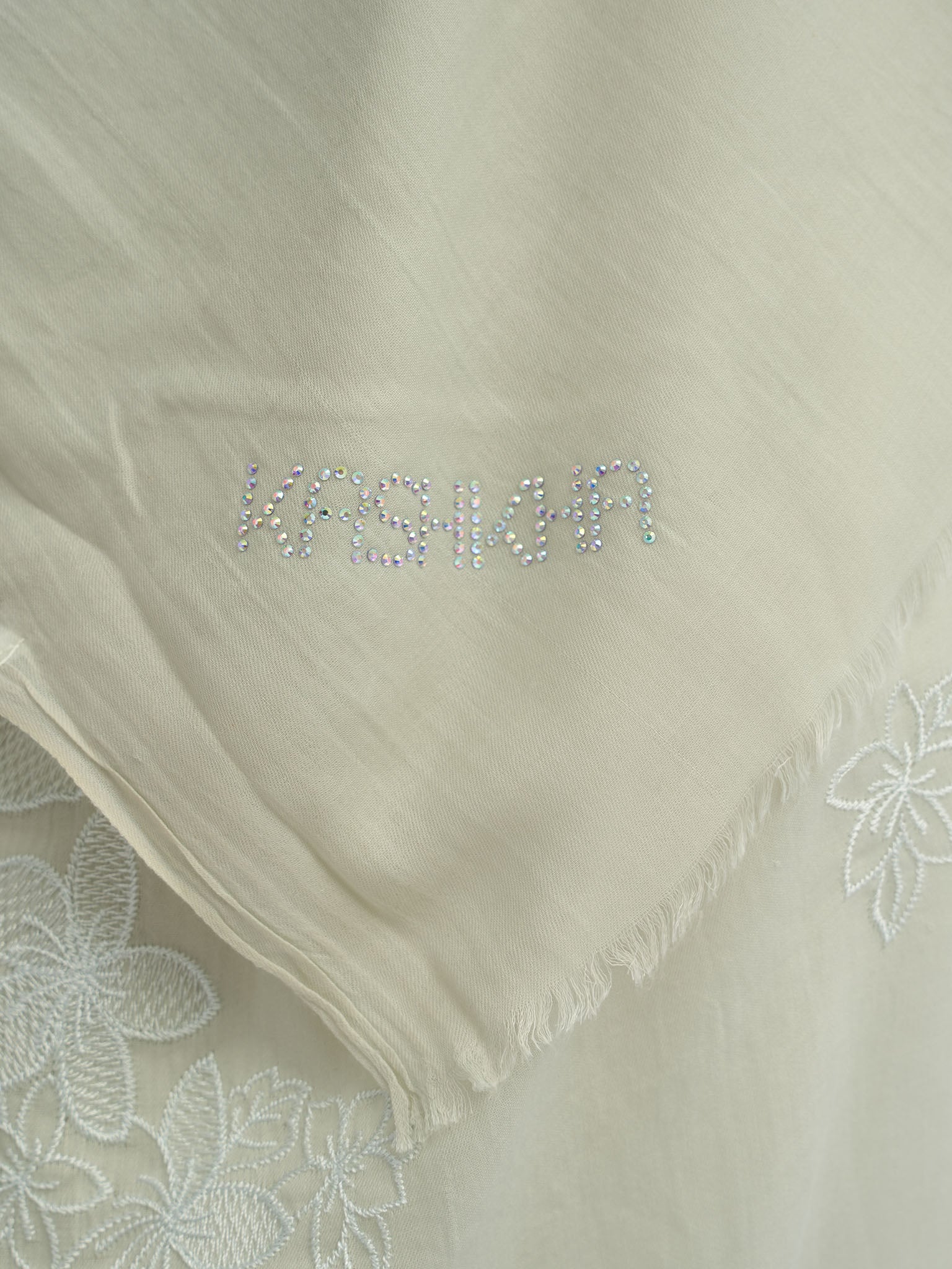 Cotton Viscose Solid Colour Hijab with Embroidered Flower (HYM101) - Image 3