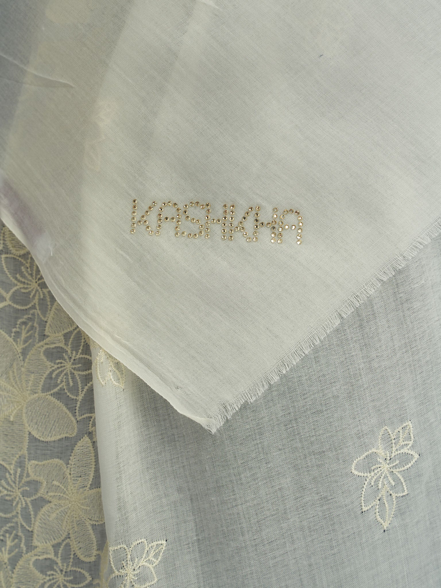 Cotton Viscose Solid Colour Hijab with Embroidered Flower (HYM101) - Image 30
