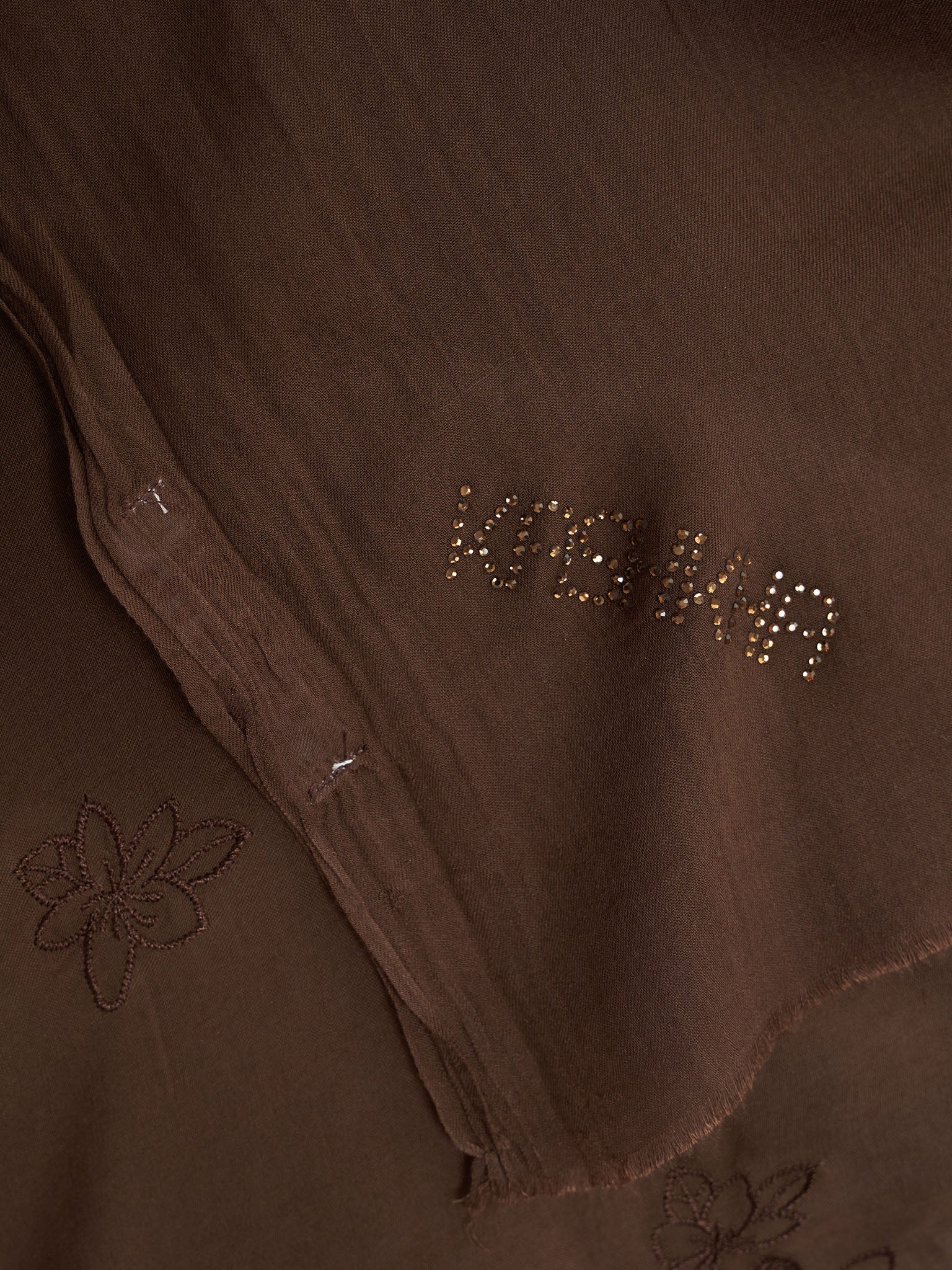 Cotton Viscose Solid Colour Hijab with Embroidered Flower (HYM101) - Image 33