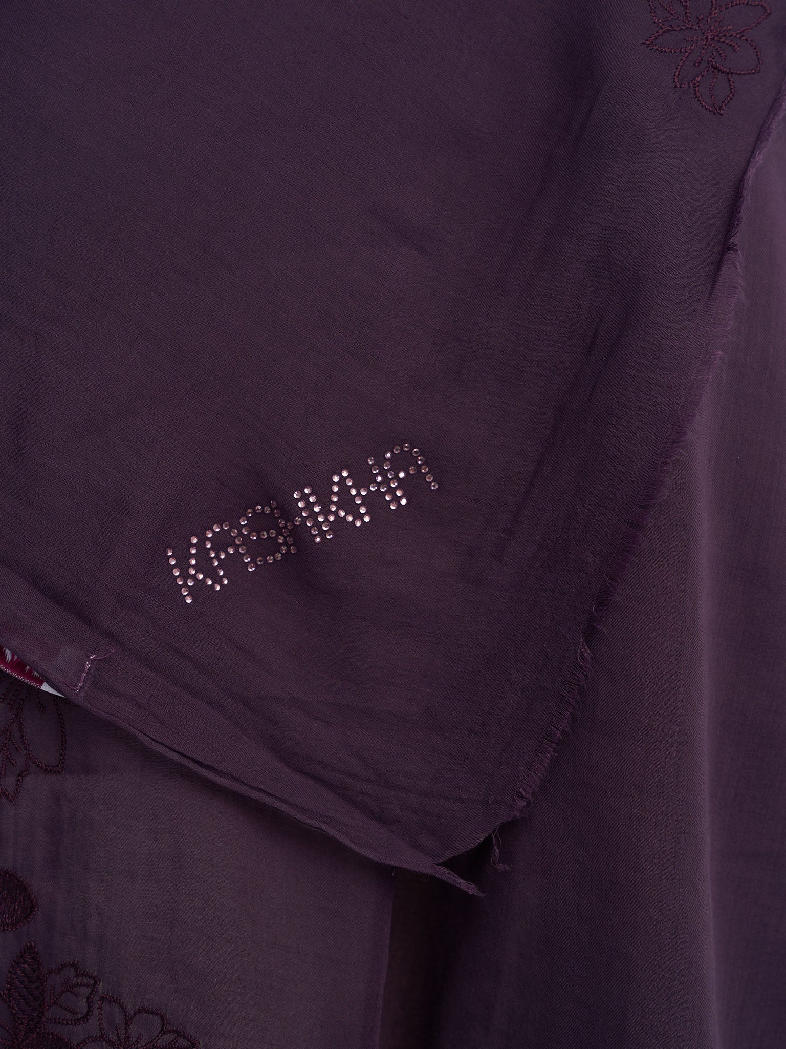Cotton Viscose Solid Colour Hijab with Embroidered Flower (HYM101) - Image 39
