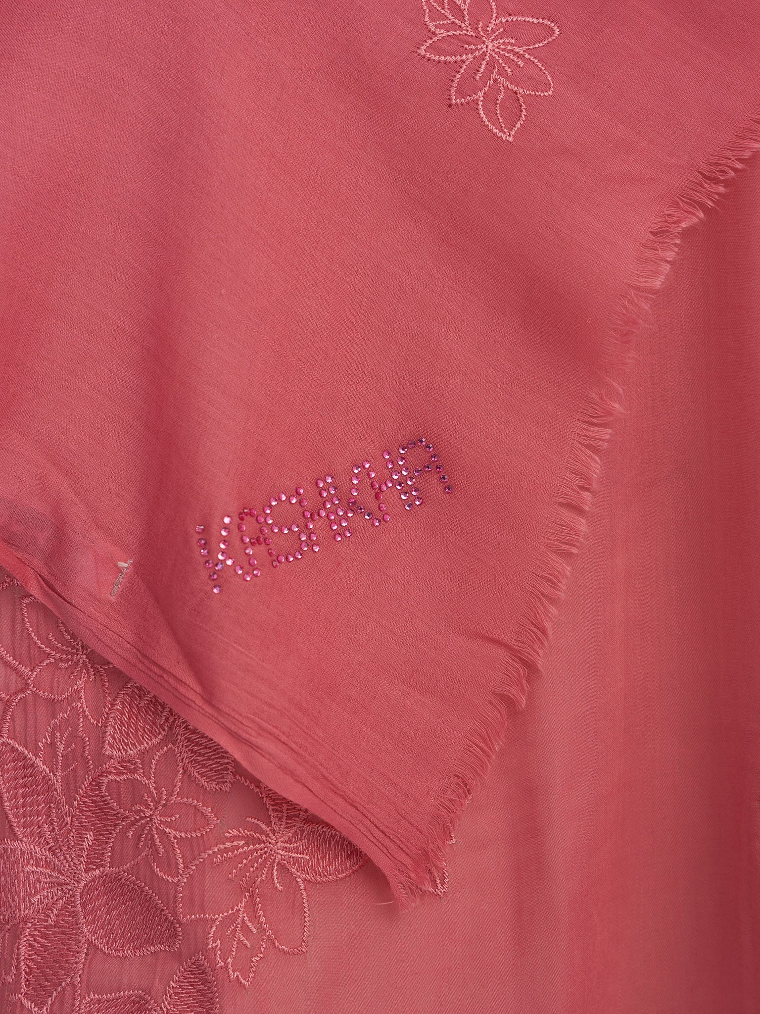 Cotton Viscose Solid Colour Hijab with Embroidered Flower (HYM101) - Image 6