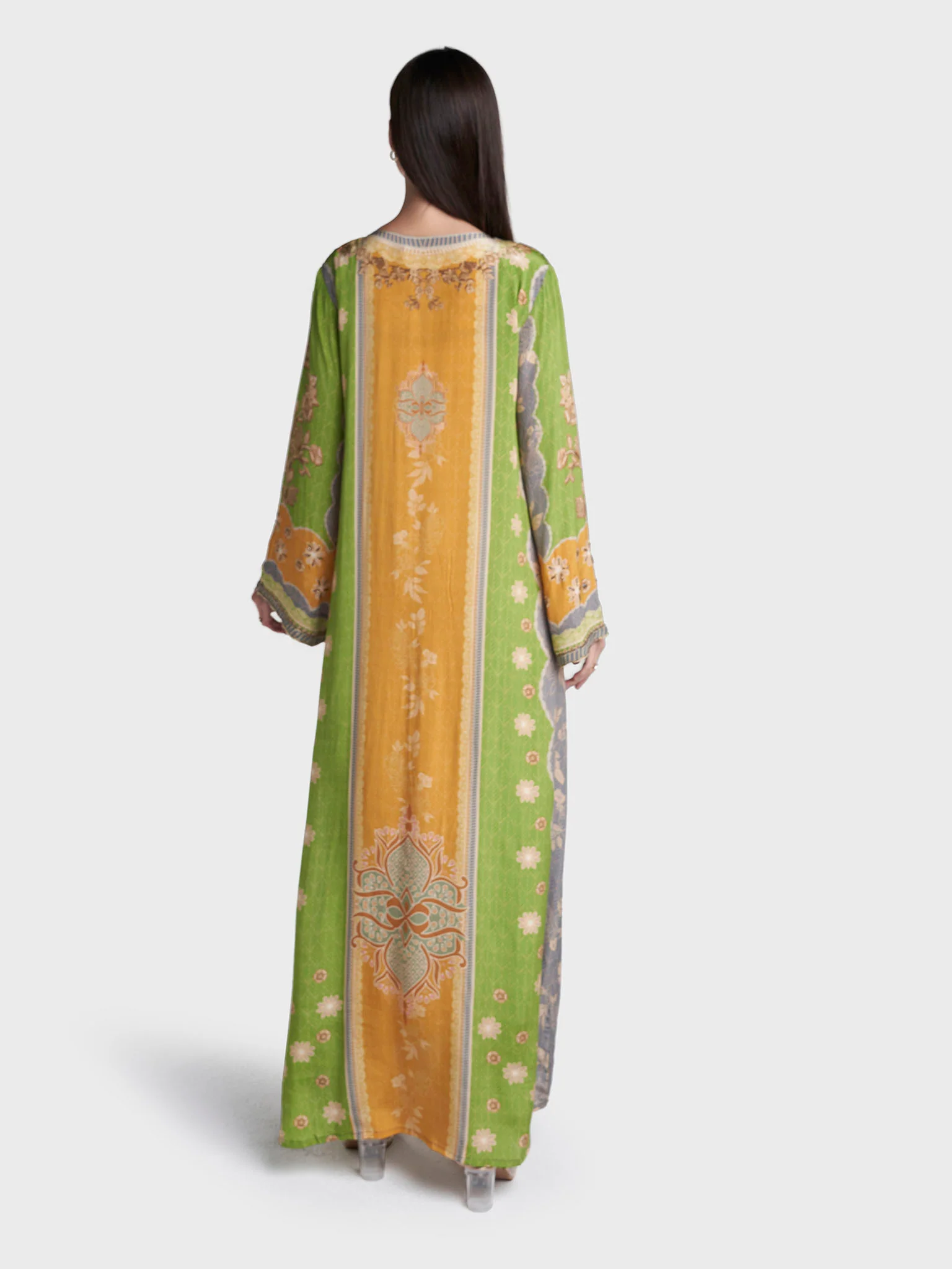 Multi Colour Hand Work Viscose Crepe Botanical Printed Jalabiya (VDC06) - Image 4