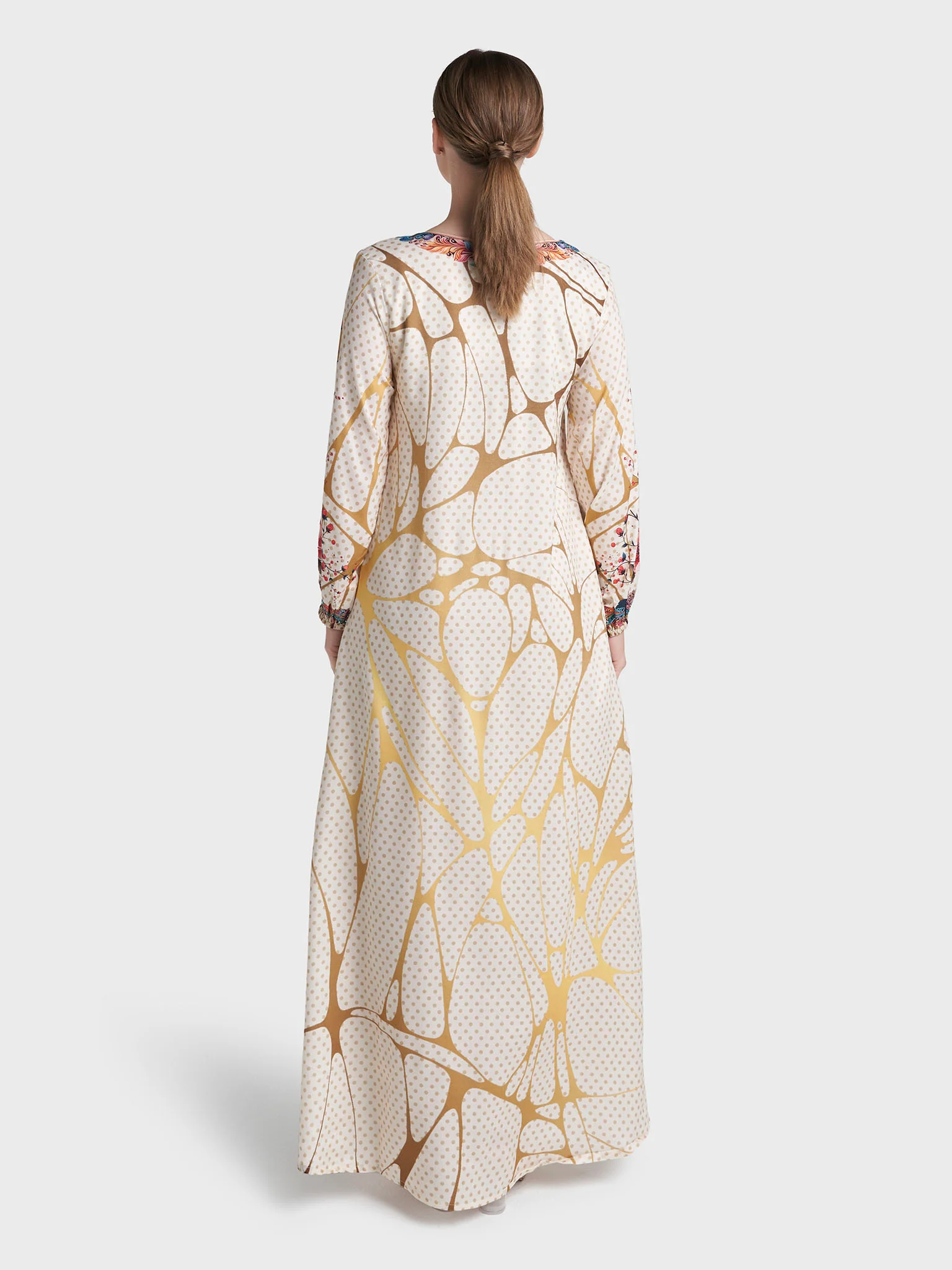 Cream Colour Stone Work Rayon Polka Dot Printed Jalabiya (VDC132) - Image 4