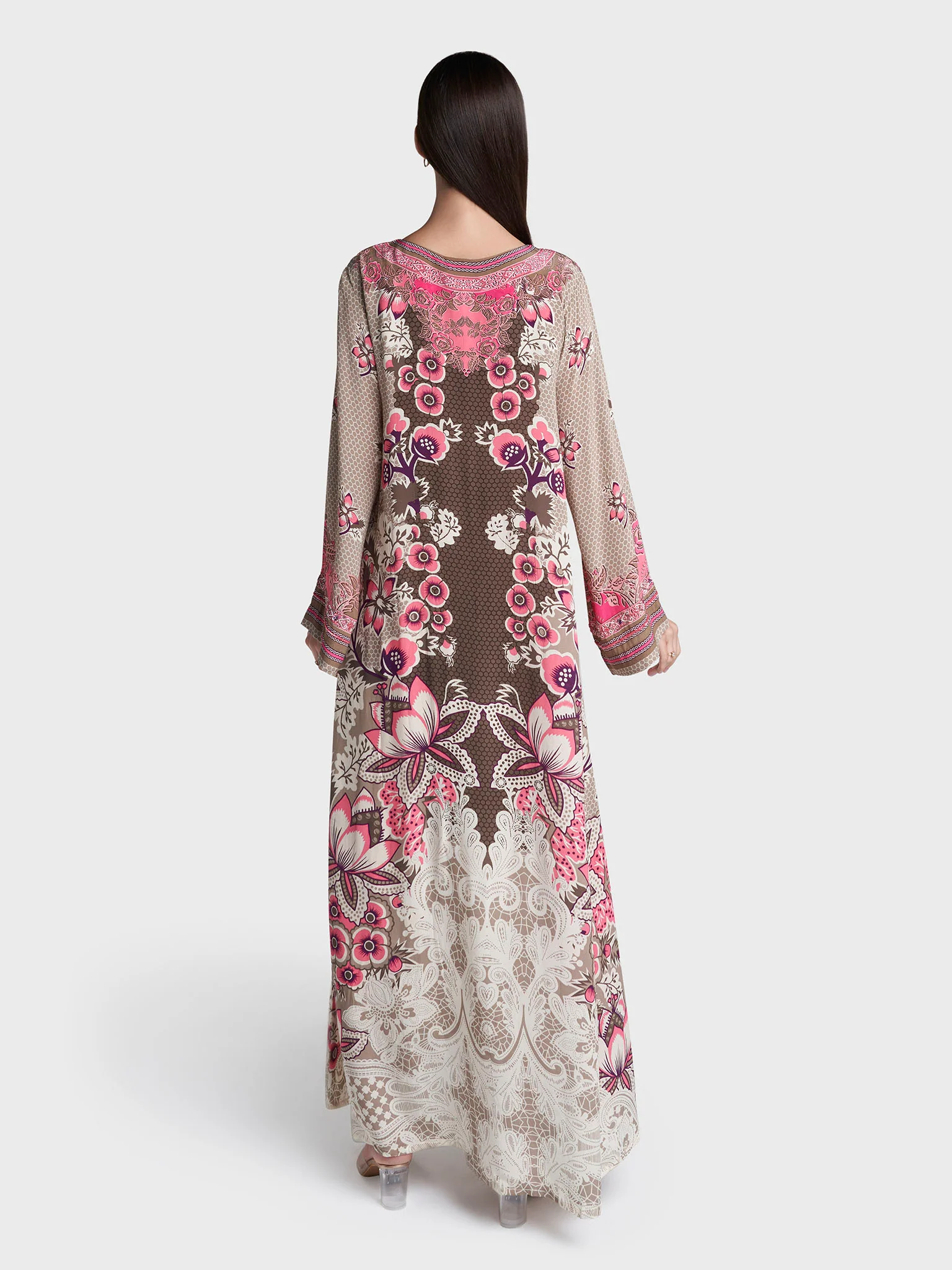 Multi Colour Hand Work Viscose Crepe Abstract Printed Jalabiya (VDC79) - Image 4