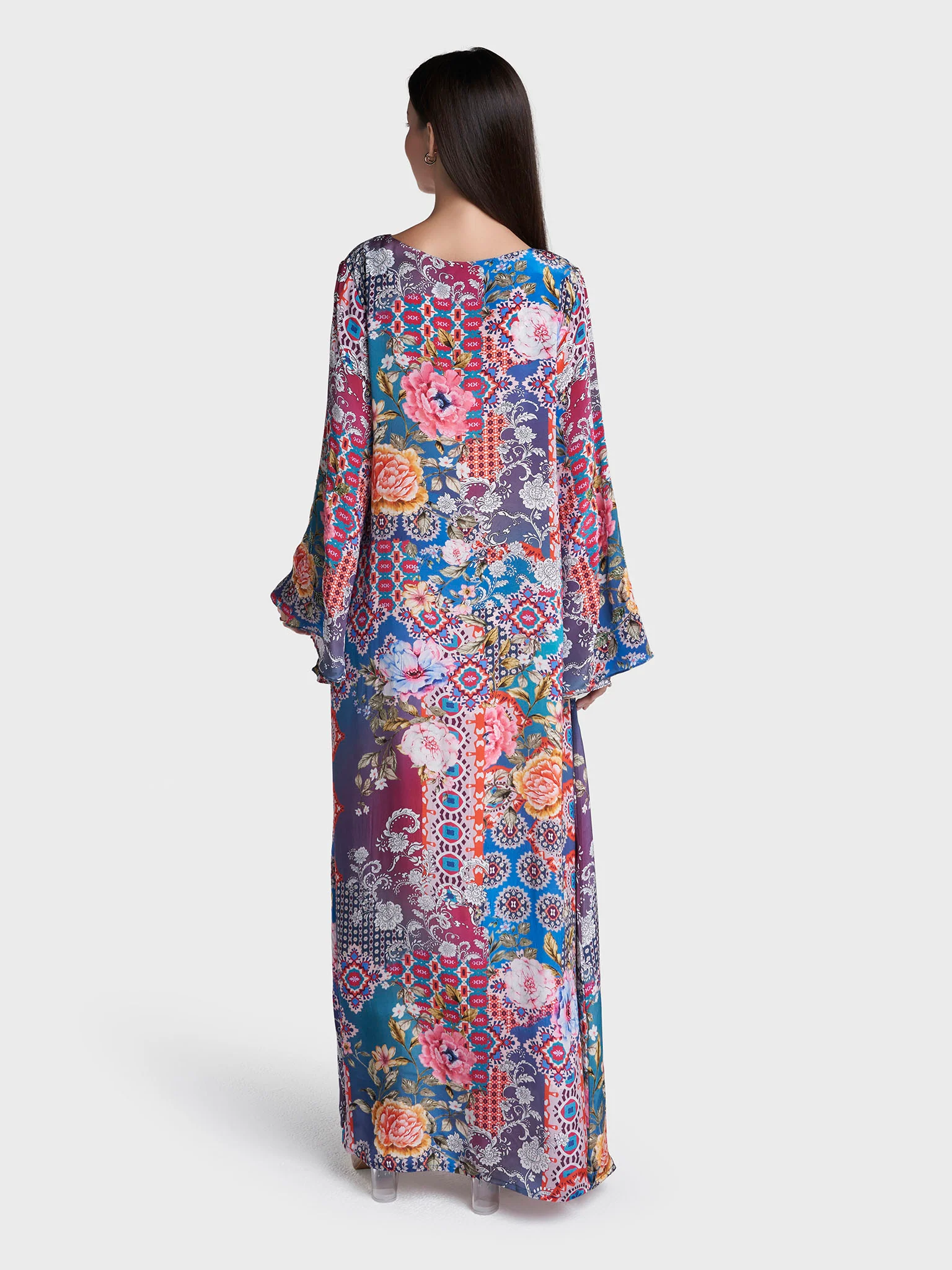 Multi Colour Hand Work Viscose Crepe Geometric Printed Jalabiya (VDE422) - Image 4