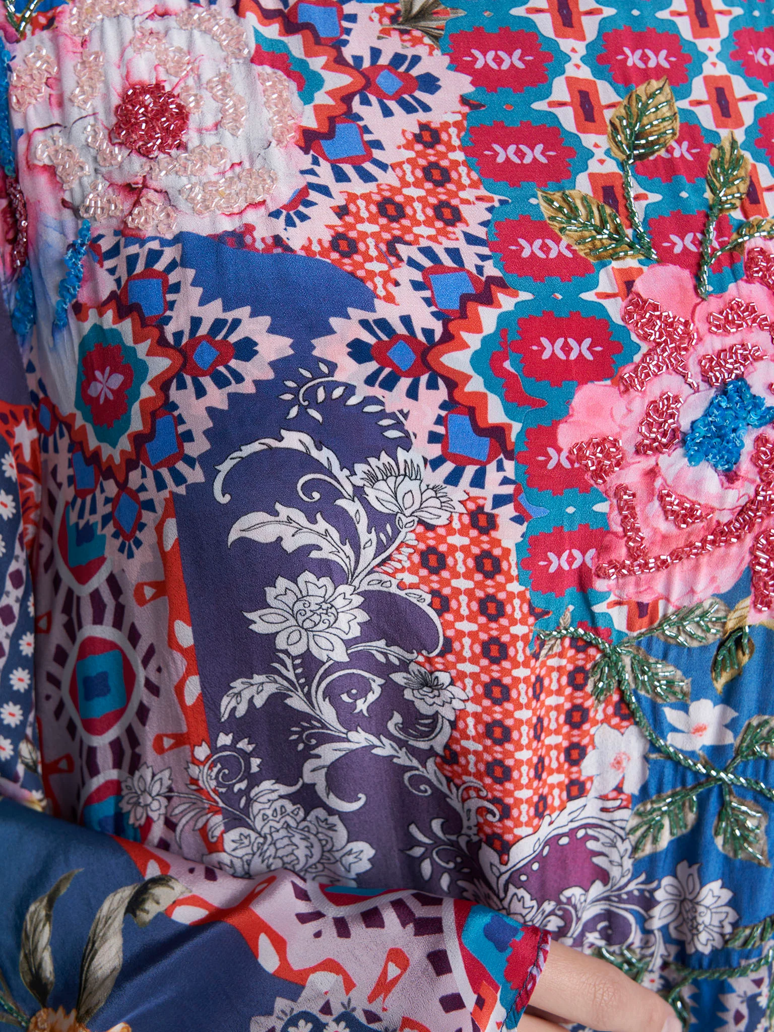 Multi Colour Hand Work Viscose Crepe Geometric Printed Jalabiya (VDE422) - Image 5