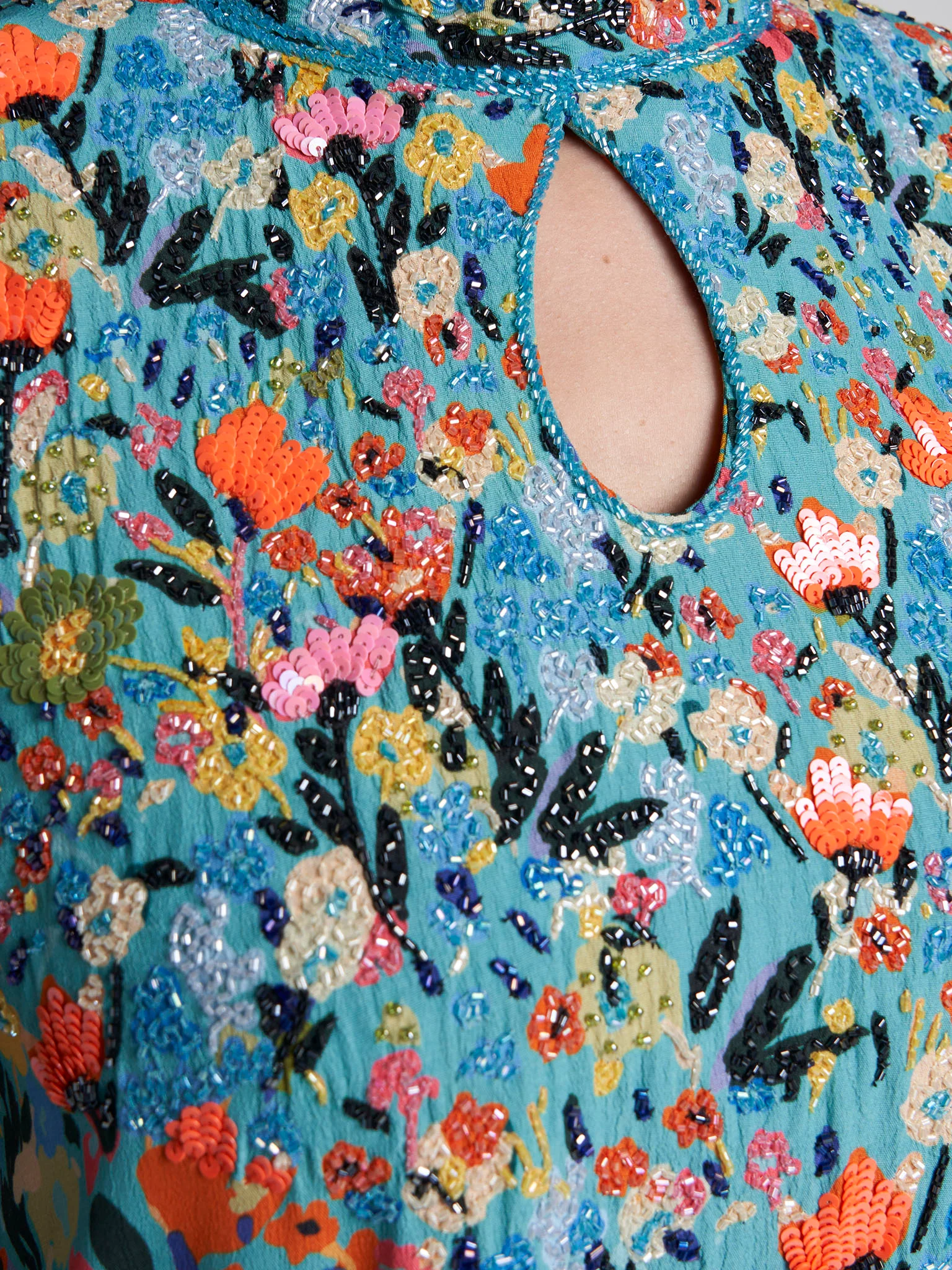 Multi Colour Hand Work Viscose Crepe Floral Printed Jalabiya (VDE446) - Image 5