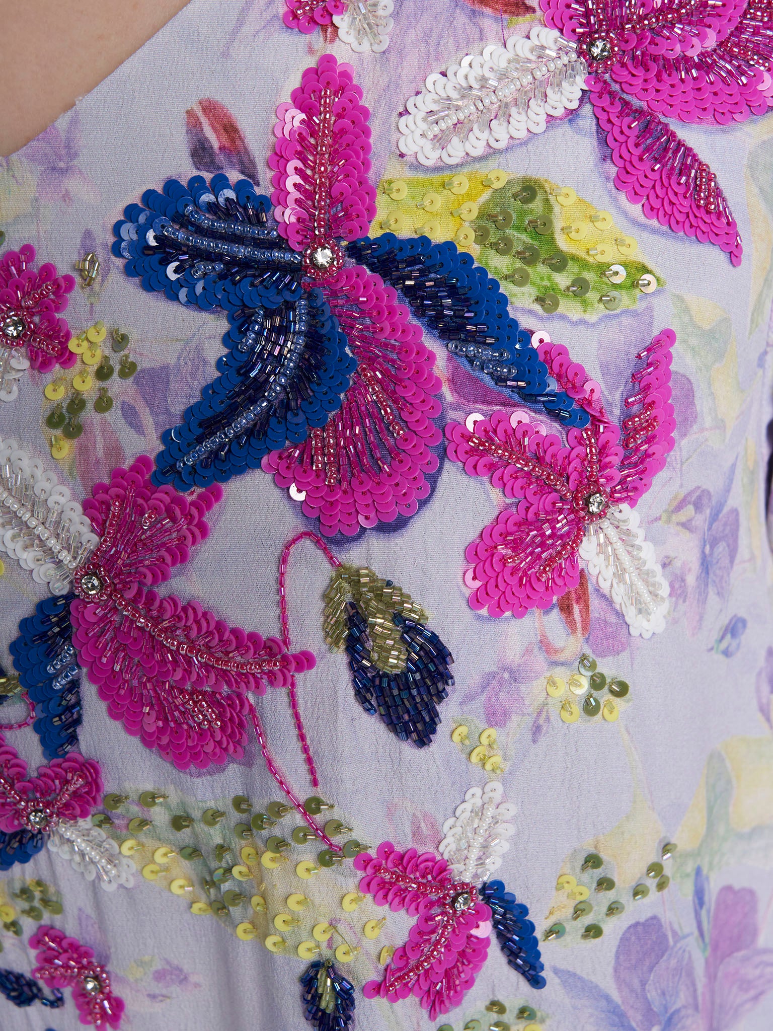 Lilac Colour Hand Work Viscose Crepe Floral Printed Jalabiya (VDK400) - Image 5