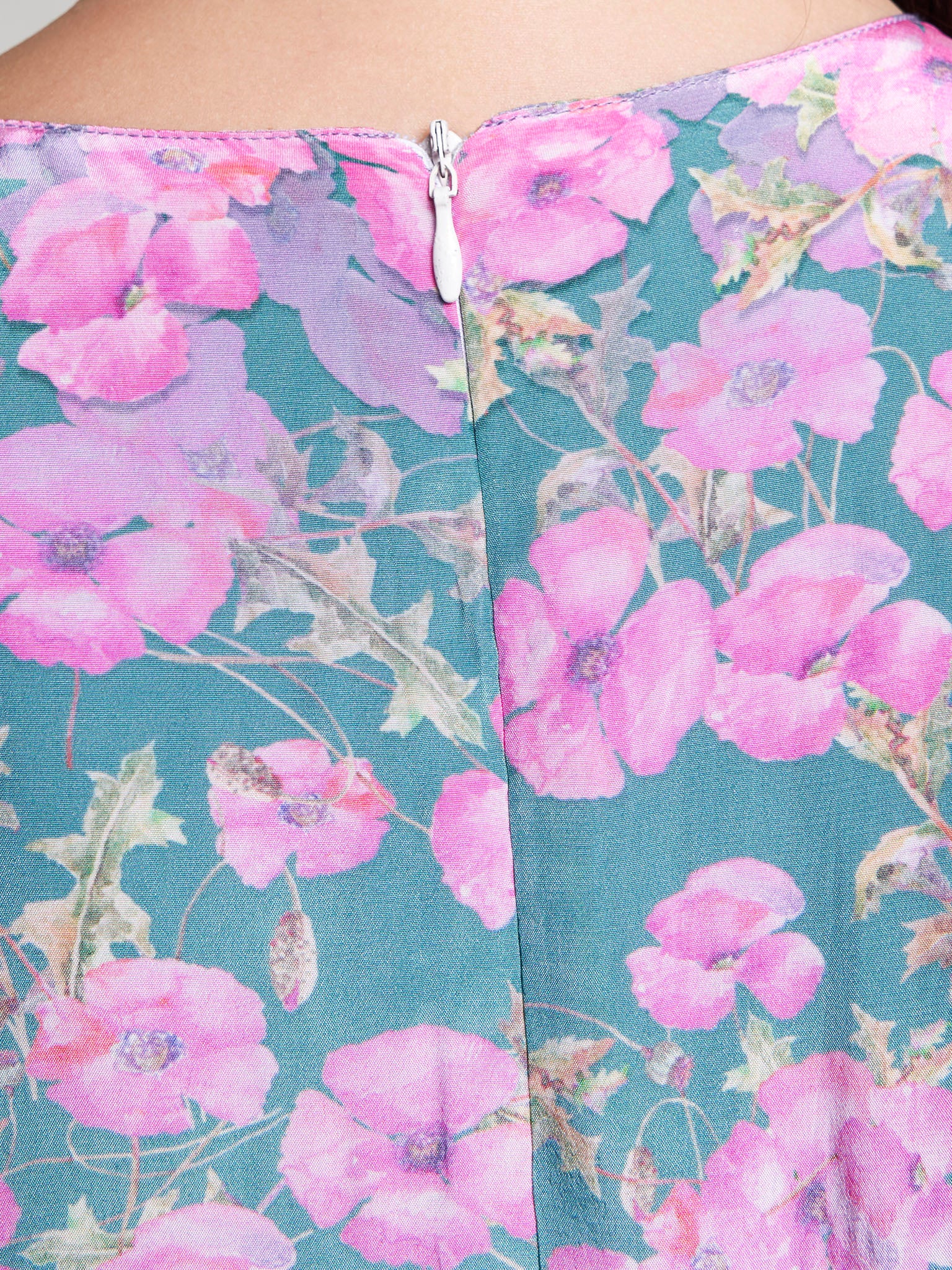 Lilac Colour Floral Printed Viscose Hand Work Jalabiya (VDK401) - Image 6