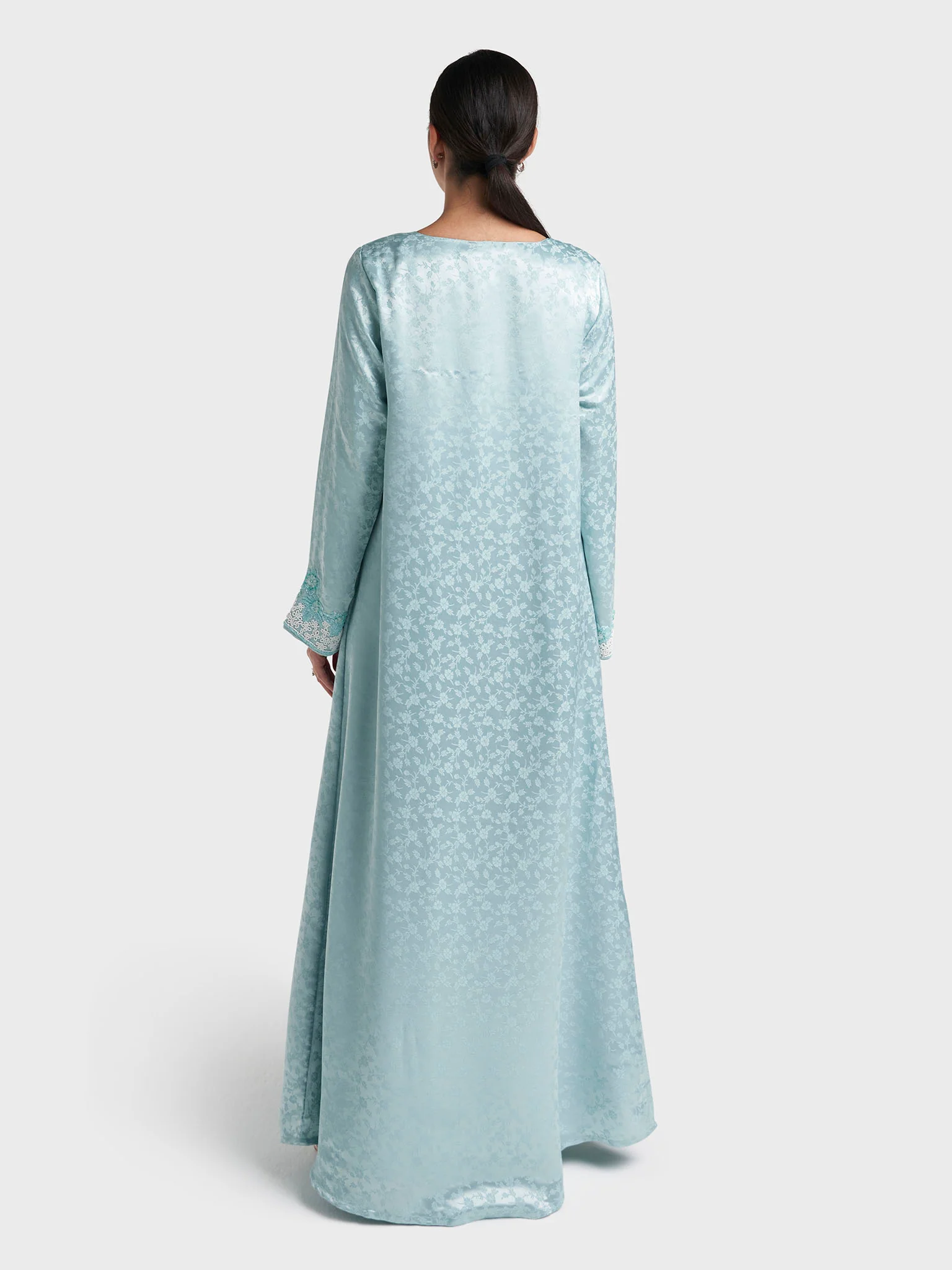Jacquard Floral Self Print Jalabiya with Beadwork (VG3191) - Image 4