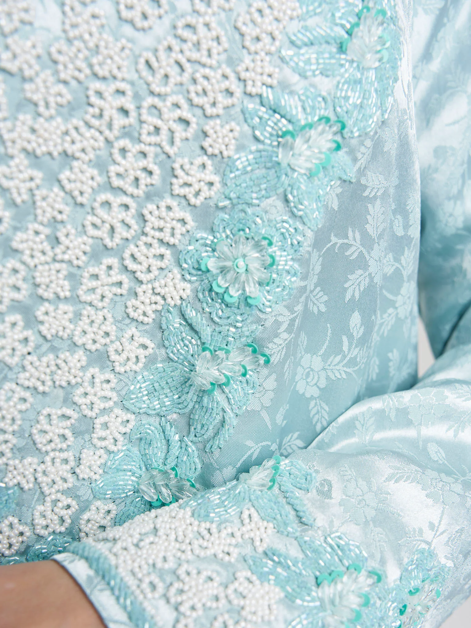 Jacquard Floral Self Print Jalabiya with Beadwork (VG3191) - Image 5