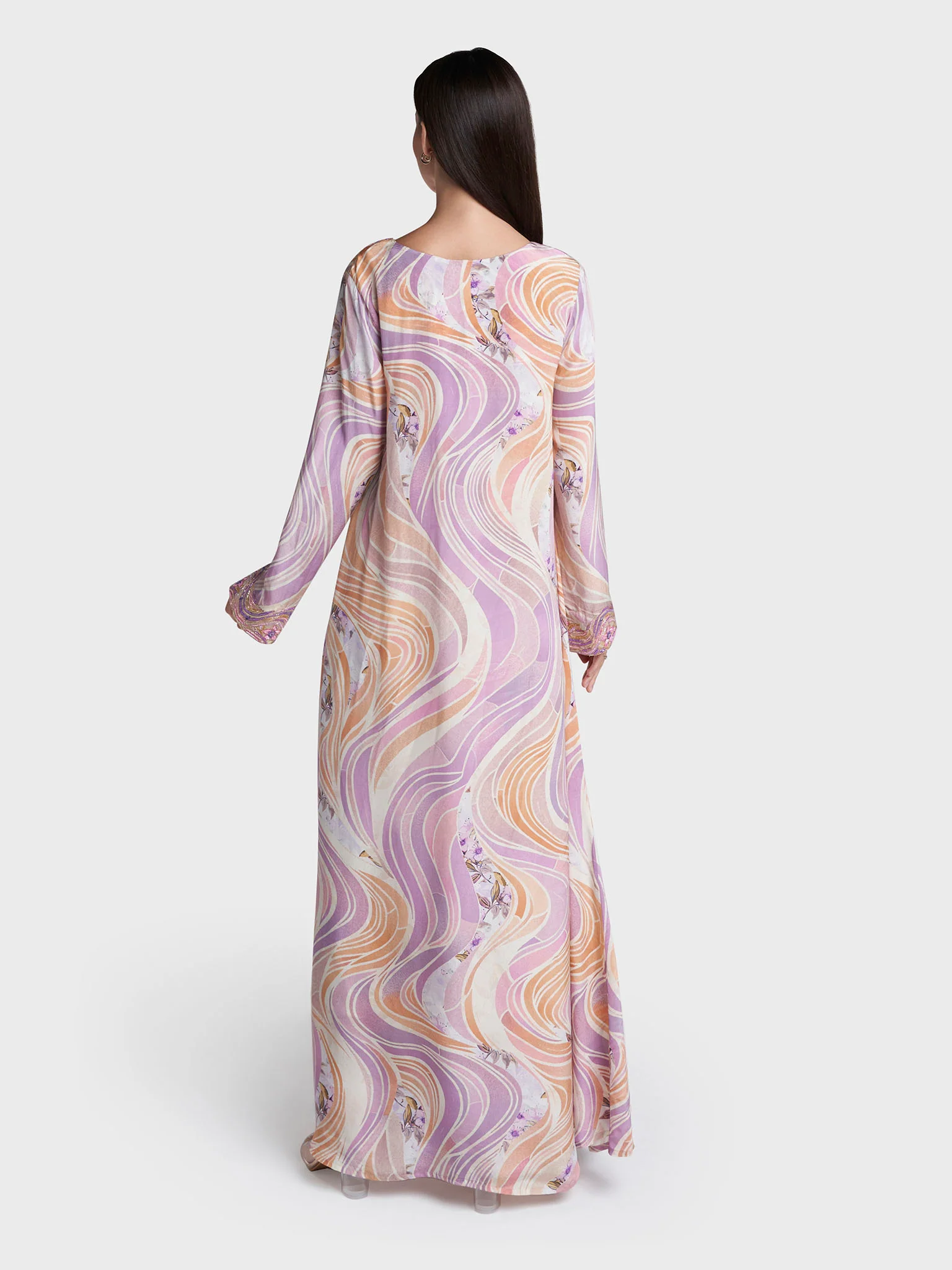Multi Colour Geometric Print Viscose Crepe Hand Work Jalabiya (VG3303) - Image 4