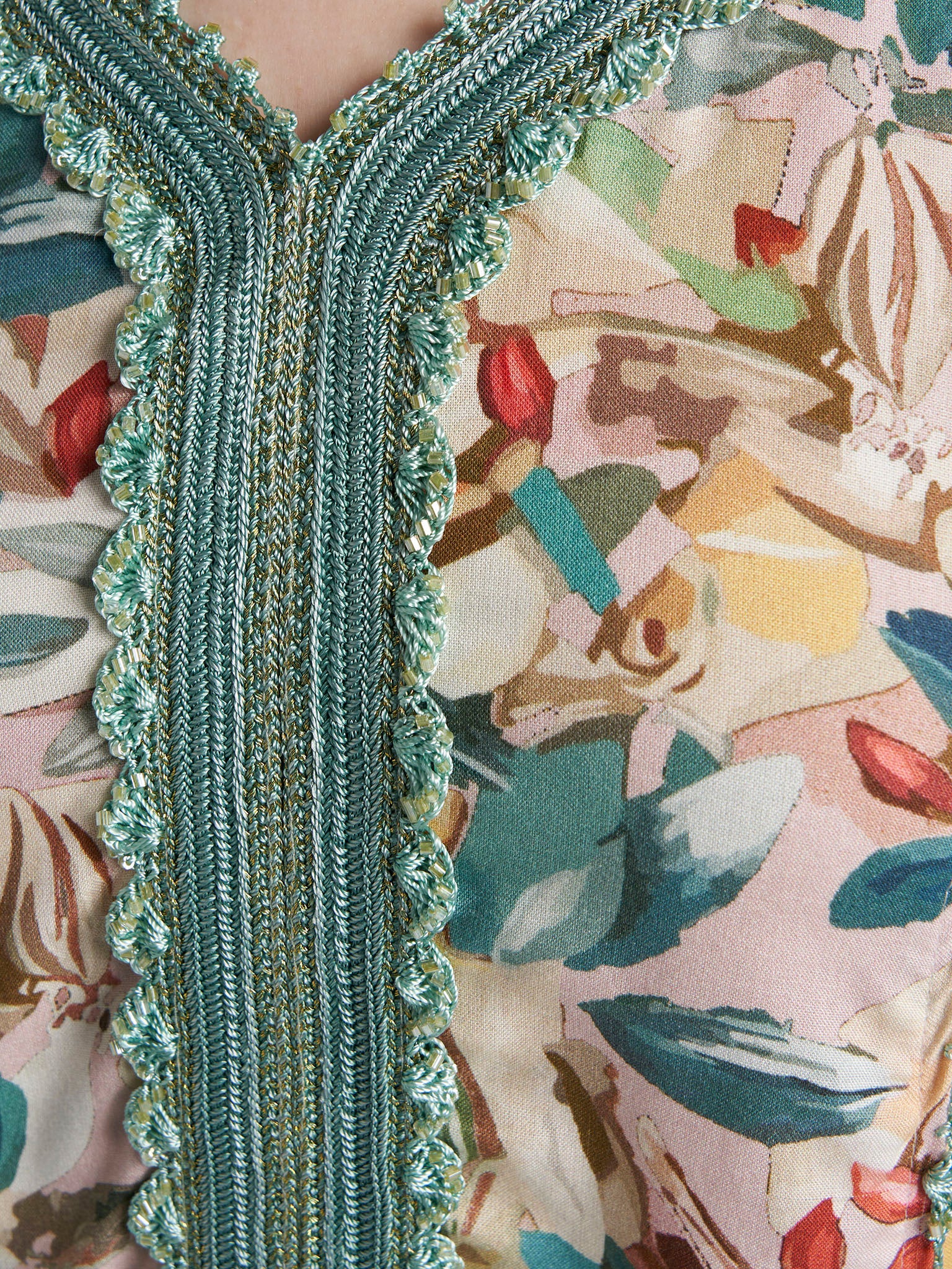 Multi Colour Lace Work Rayon Floral Printed Jalabiya (VG3316) - Image 5