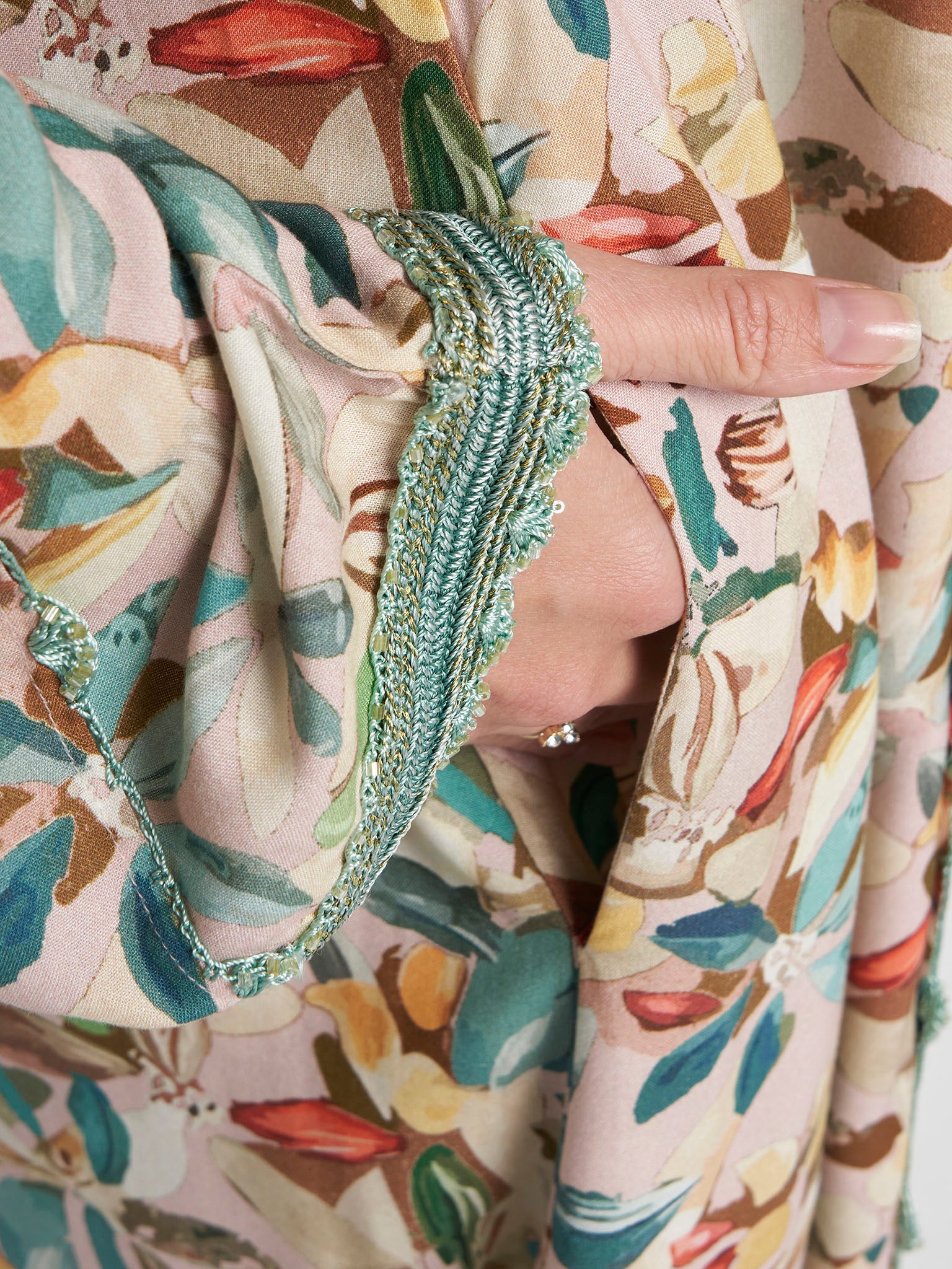 Multi Colour Lace Work Rayon Floral Printed Jalabiya (VG3316) - Image 6