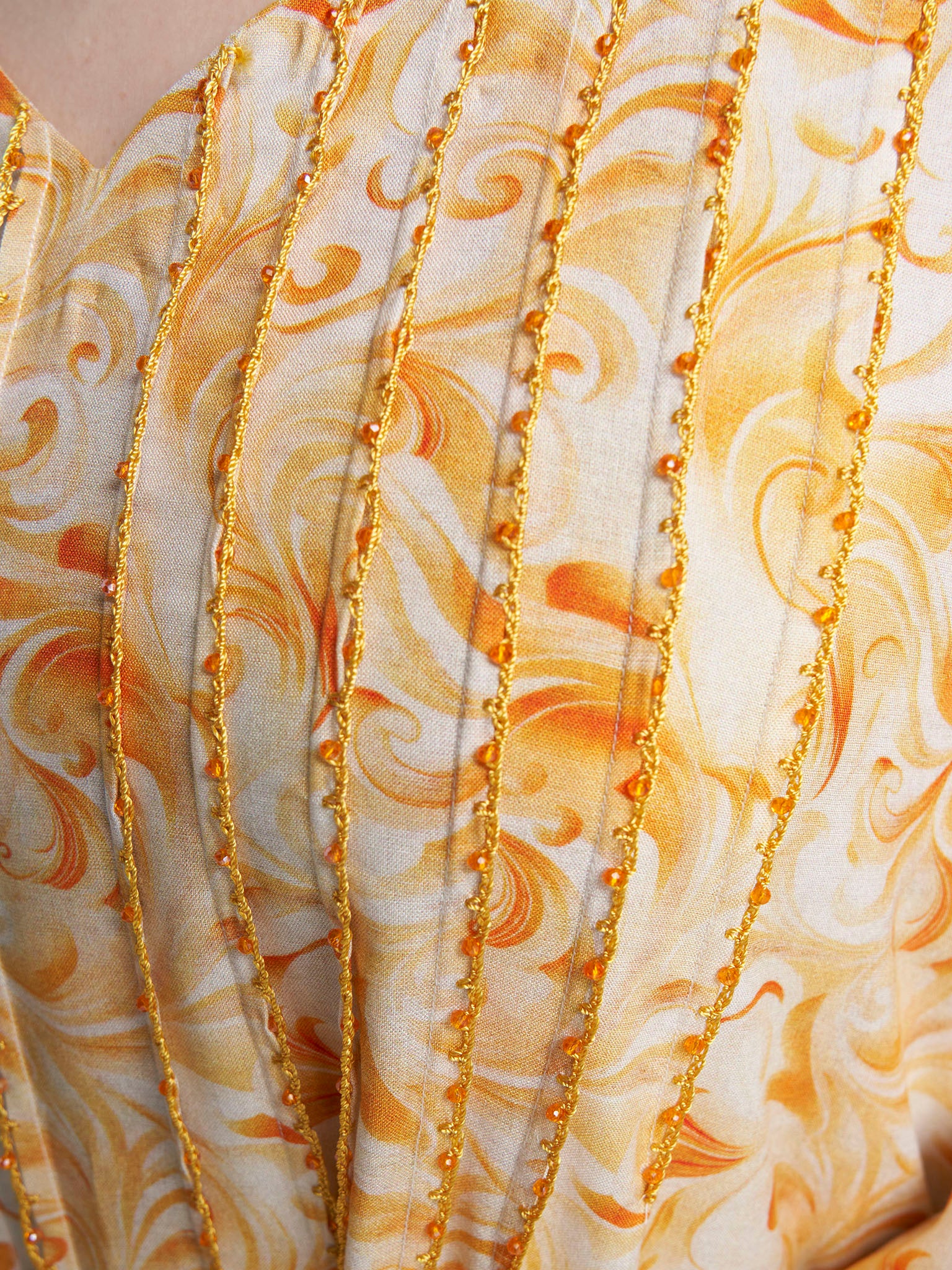 Yellow Colour Hand Work Rayon Abstract Printed Jalabiya (VG3376) - Image 5