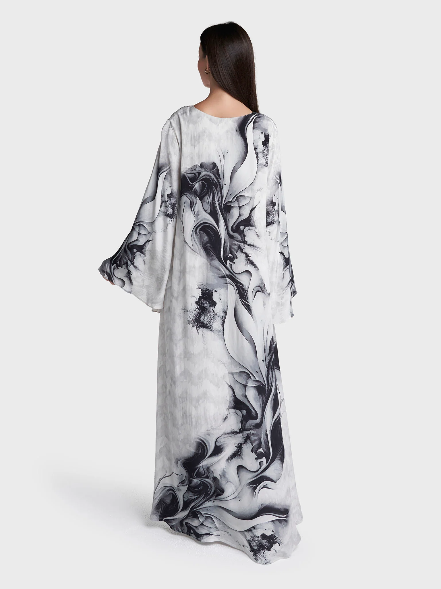 Black Colour Hand Work Viscose Crepe Abstract Printed Jalabiya (VW457) - Image 4